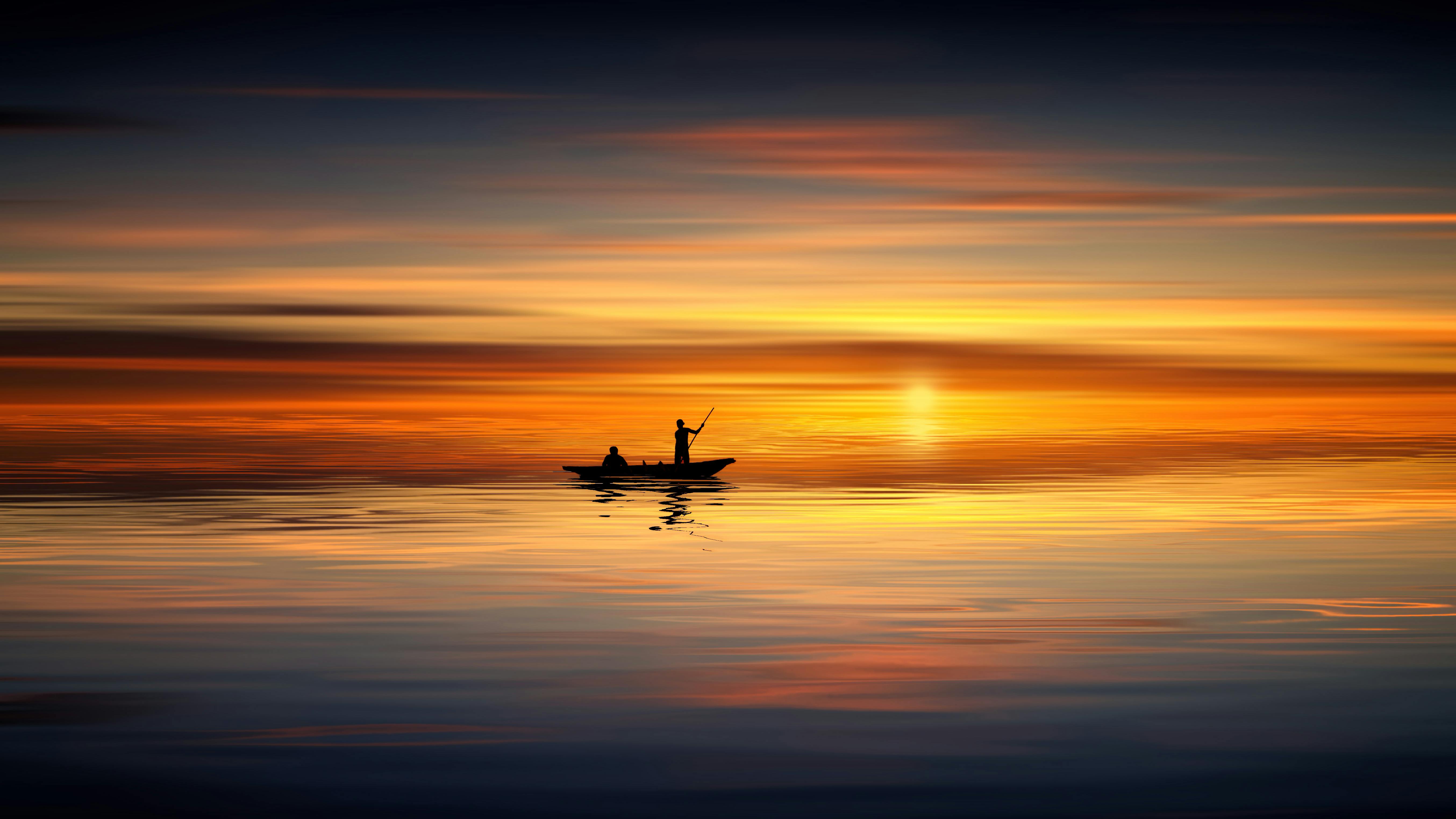 Rowboat During Sunset · Free