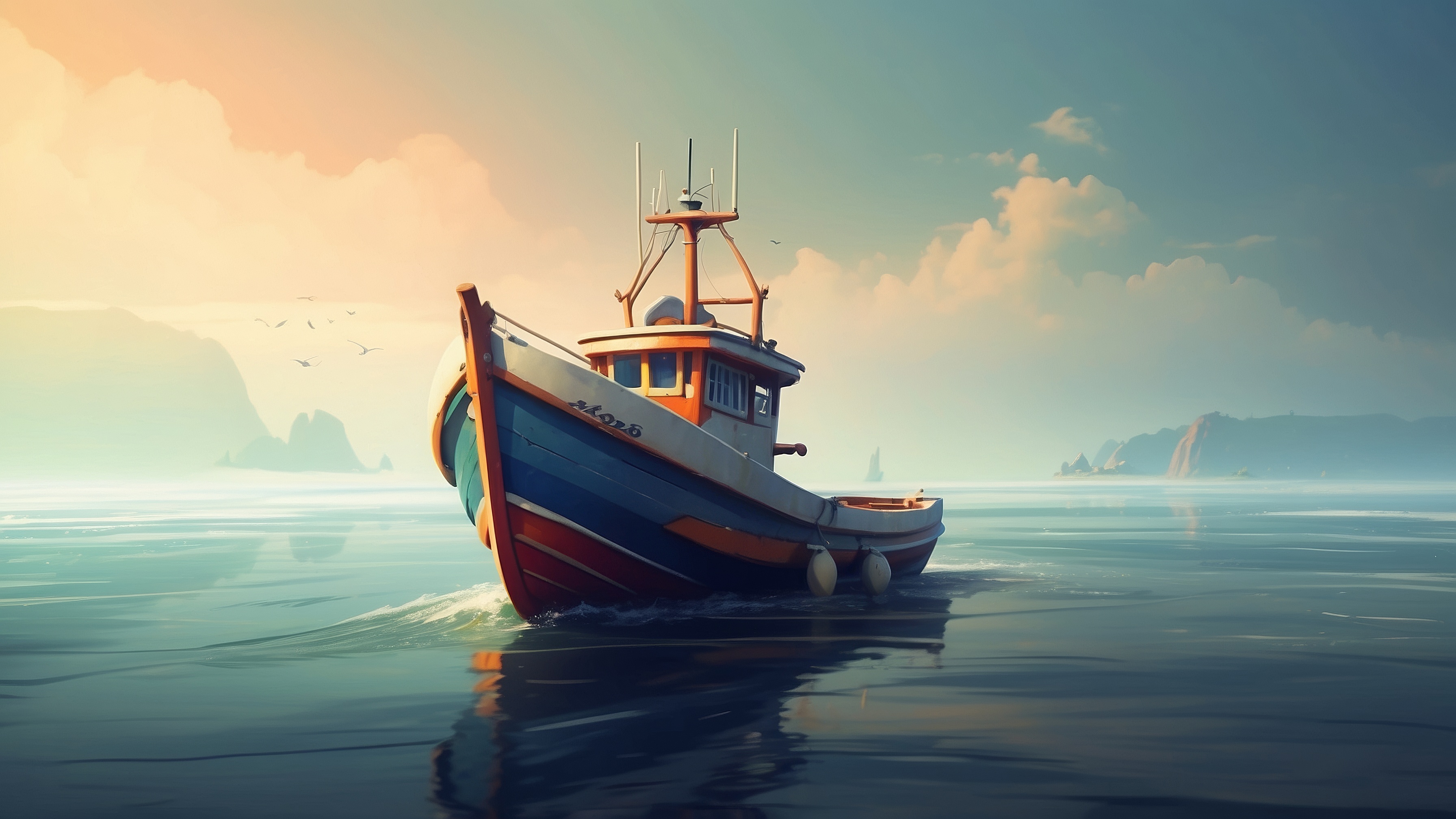 Serene Fishing Boat HD Wallpaper