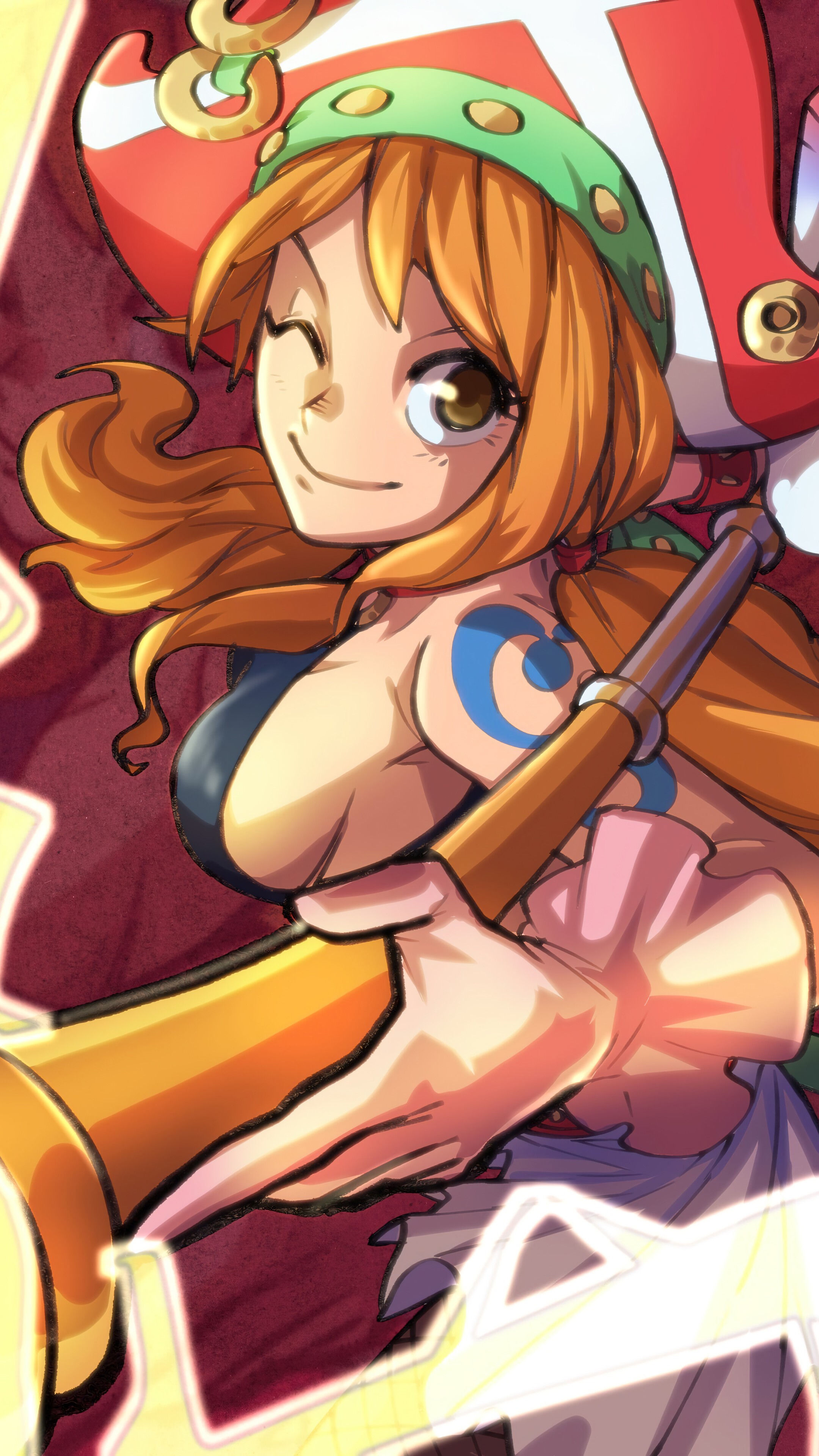 Nami One Piece: Red 4K Wallpaper iPhone