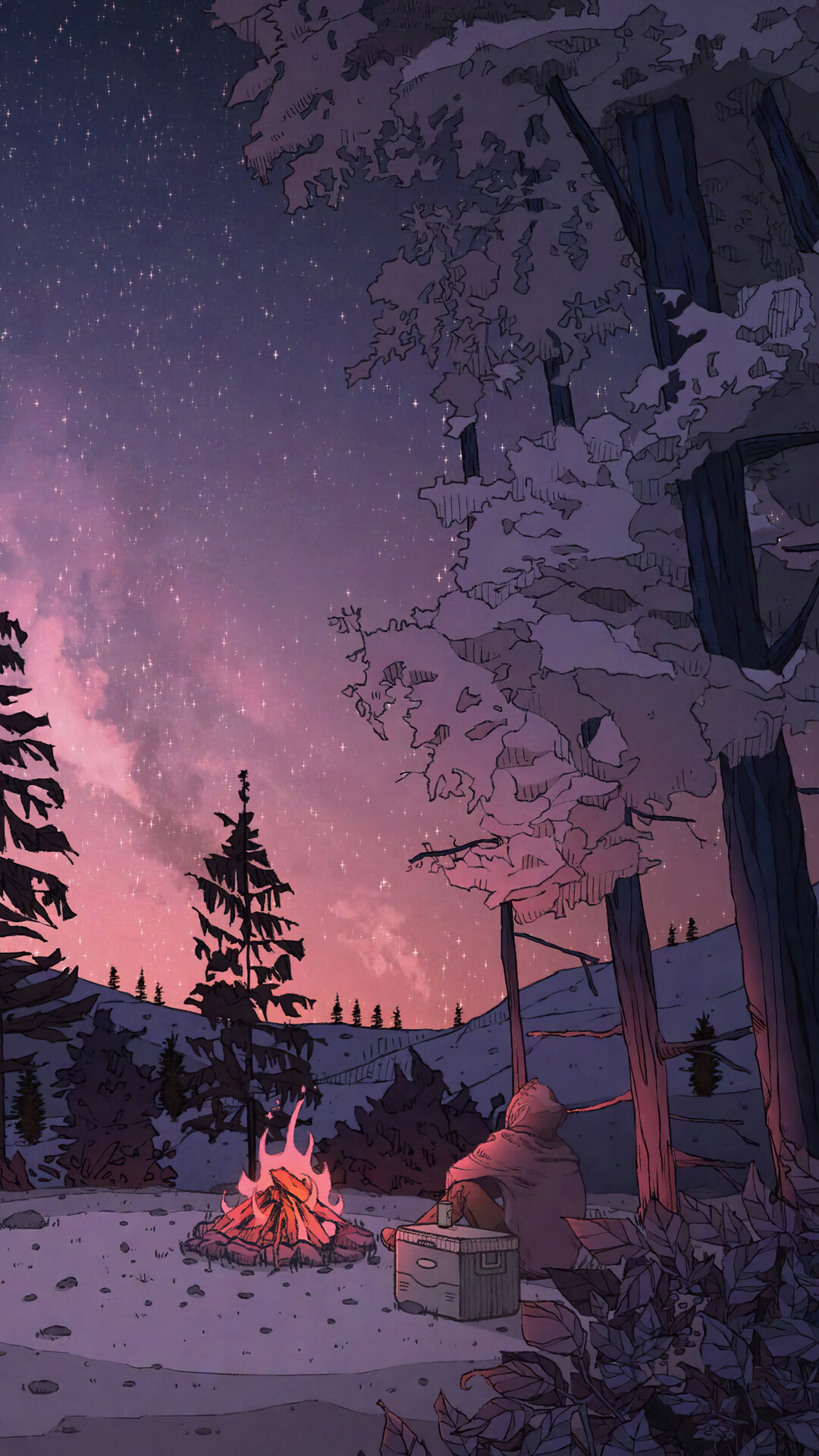 Camping Alone Bonfire Forest Tent