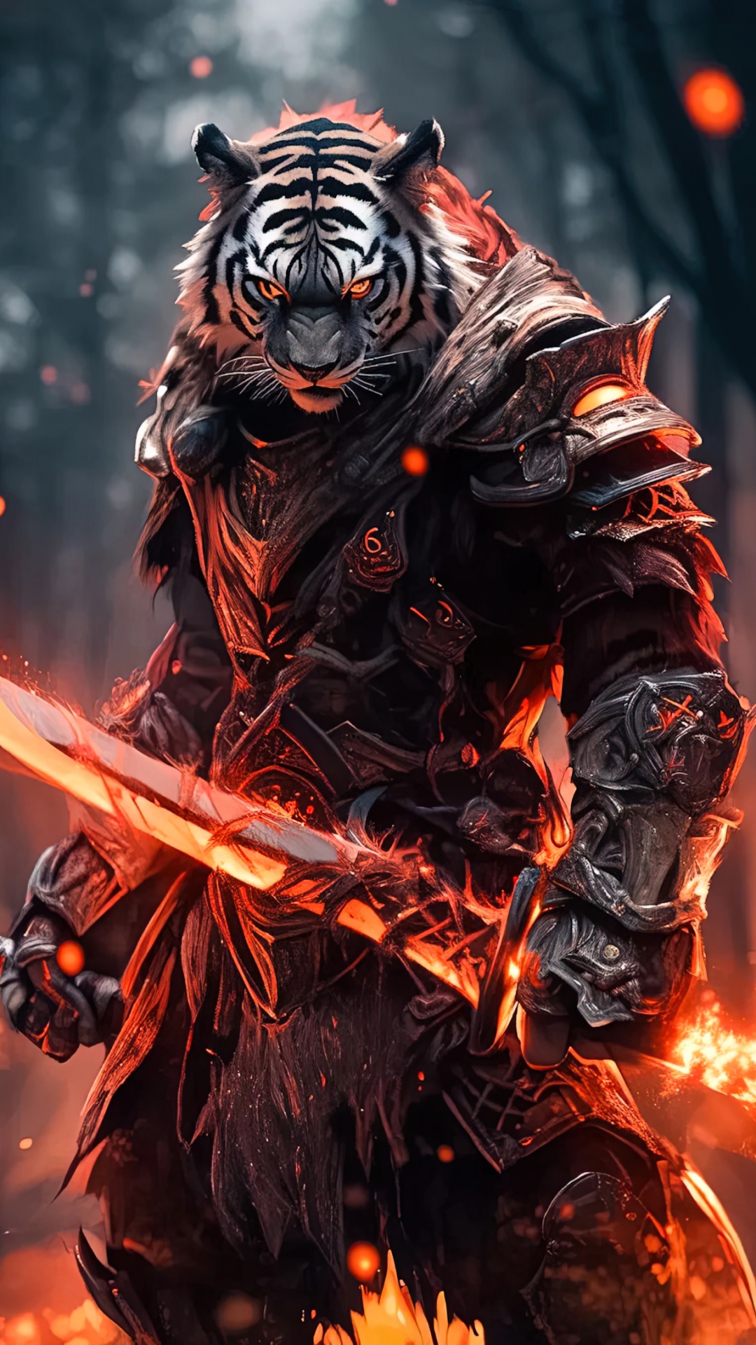 Tiger Wallpaper 4K, Warrior, Fire, Rage