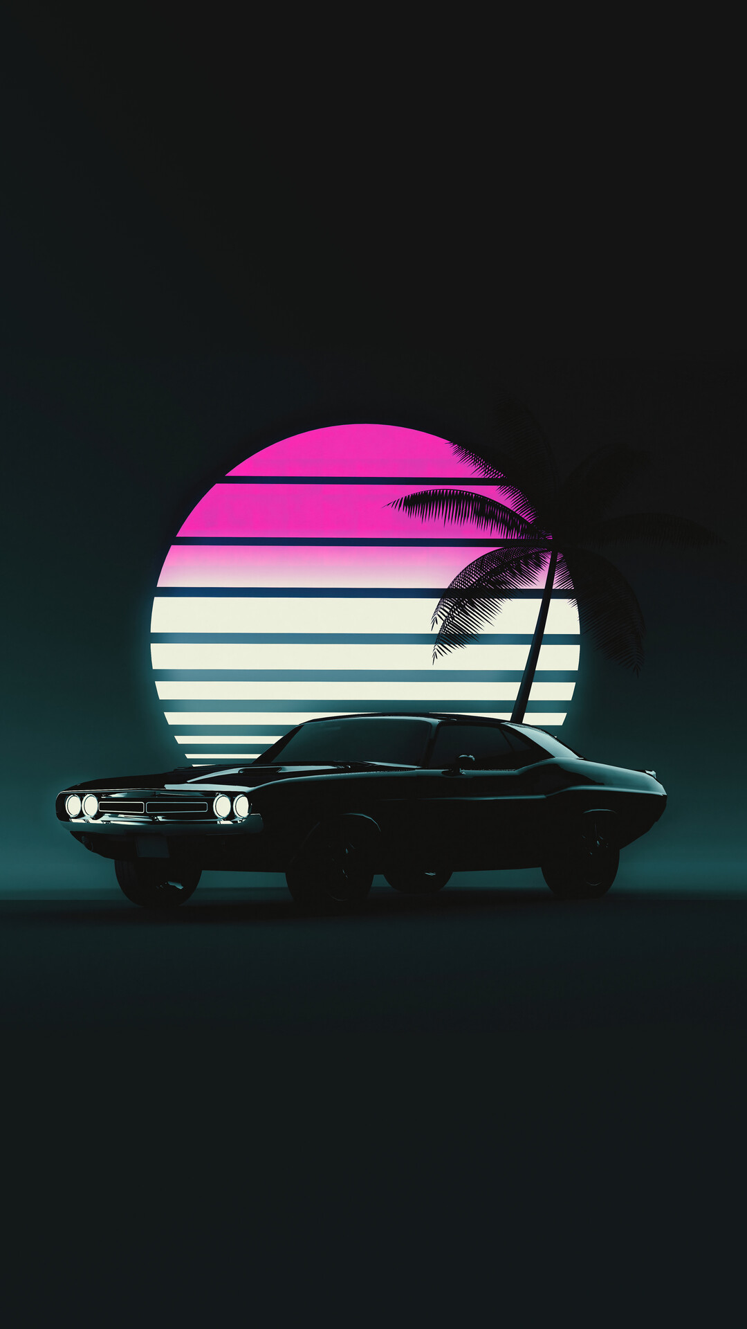 Muscle Car Vintage Retrowave Sunset