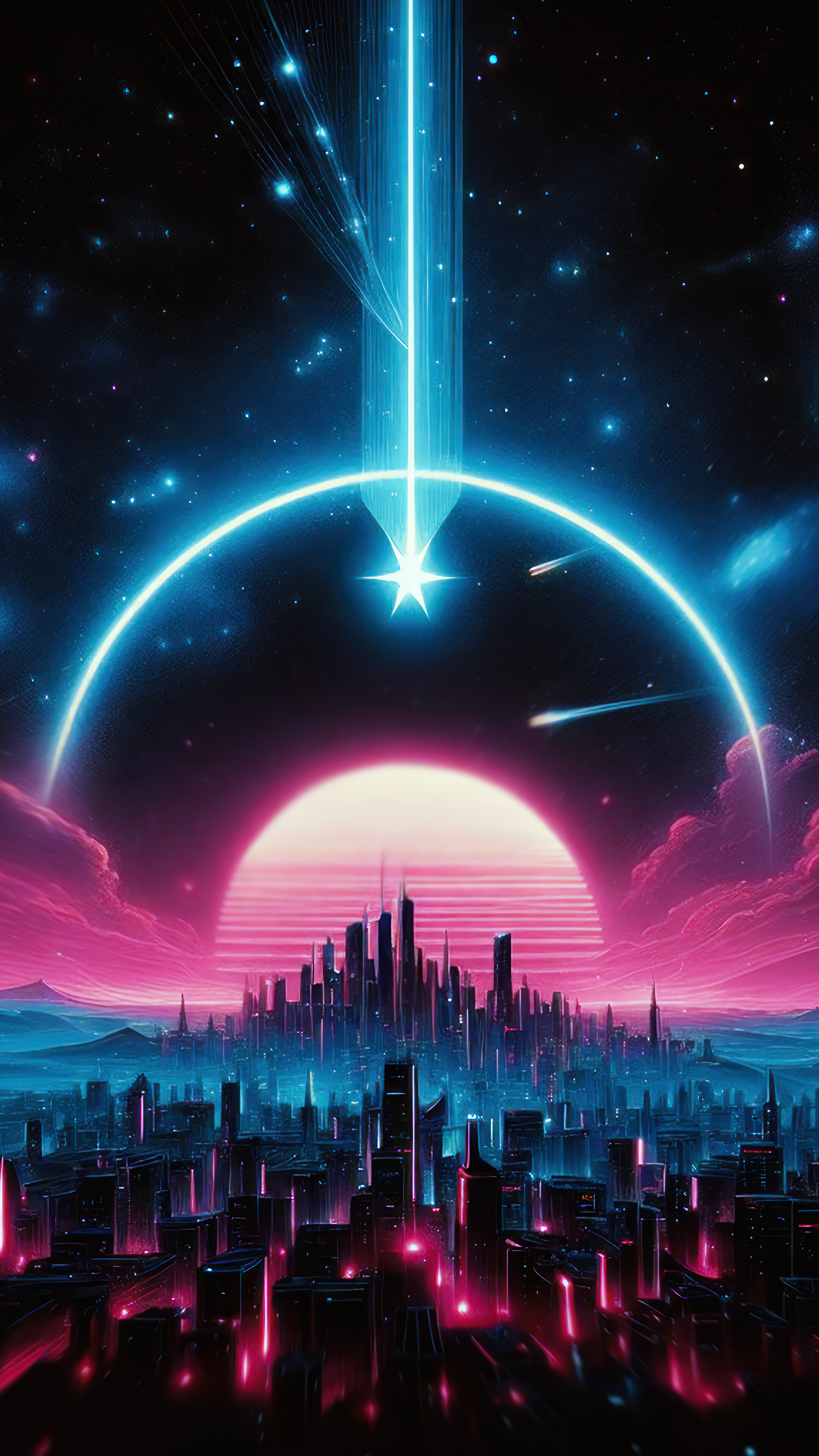 City Retrowave 4K Wallpaper iPhone HD