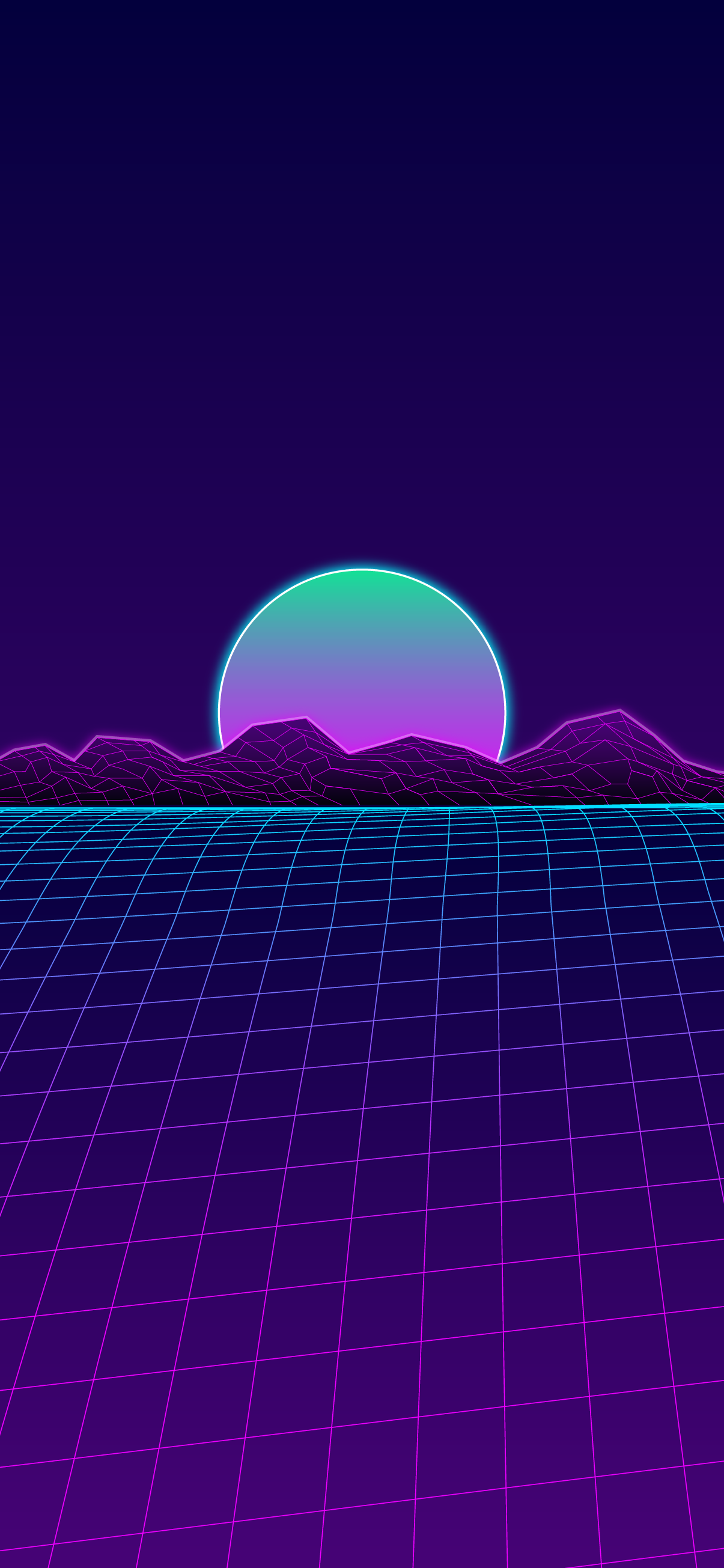 Retro wave sunset phone wallpaper