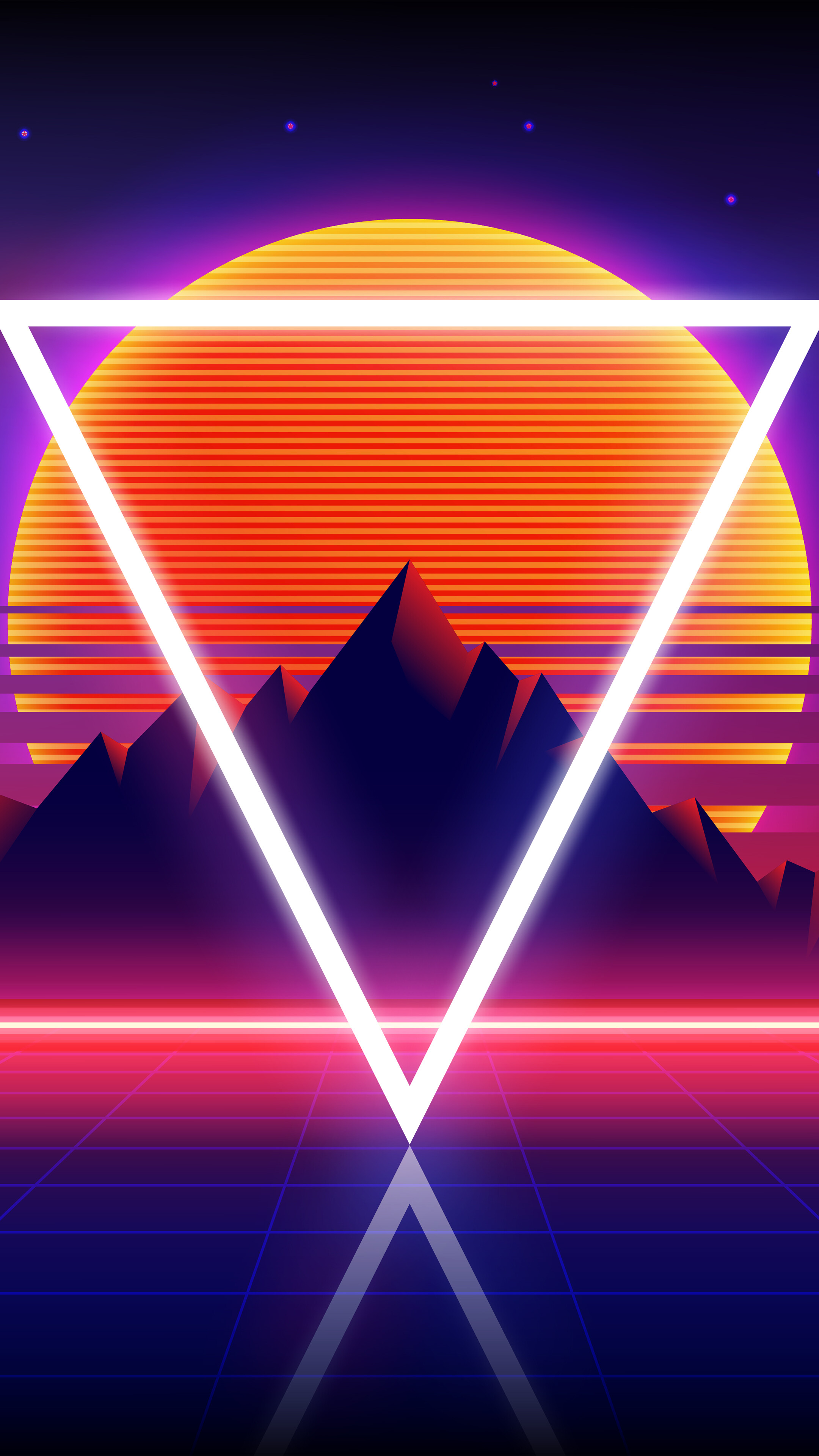Retrowave Synthwave Abstract Sunset 4K