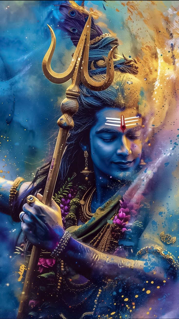 free wallpaper 4K lord shiva, hindu, god, blue for mobile and desktop