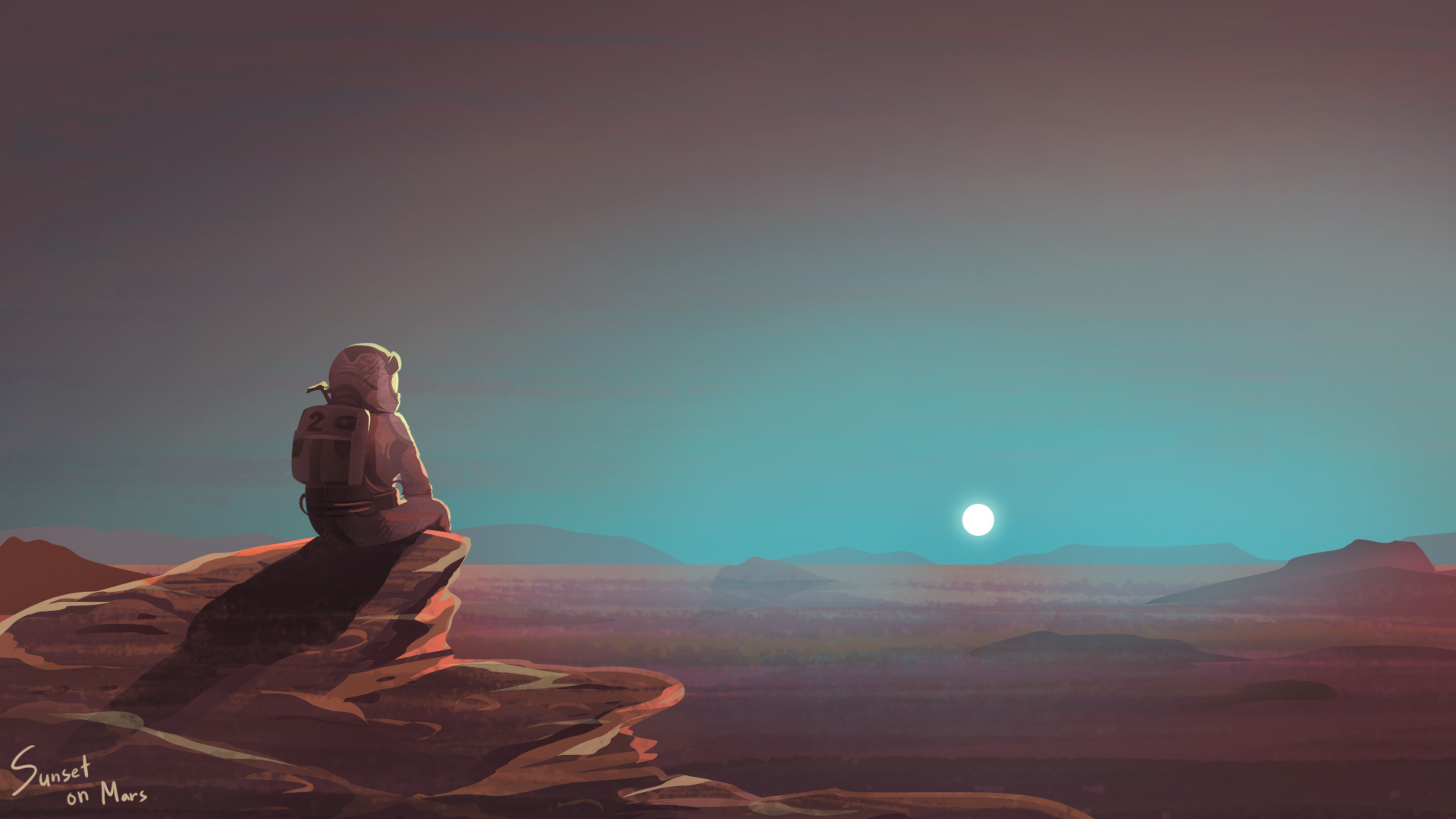 Astronaut Watching Sunset On