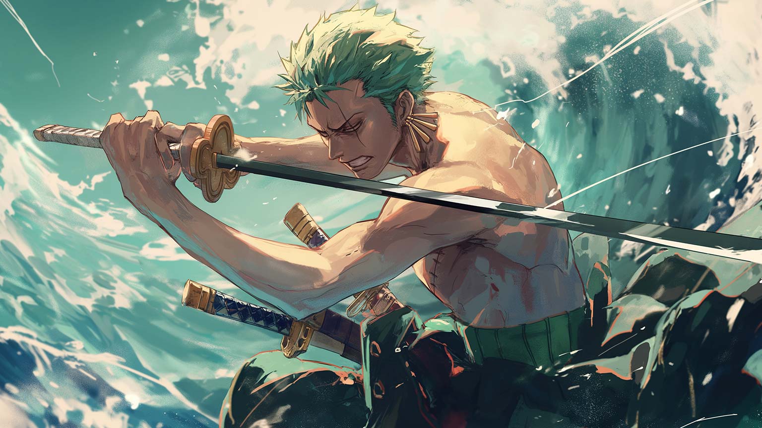 Zoro Sword Fight Water Desktop