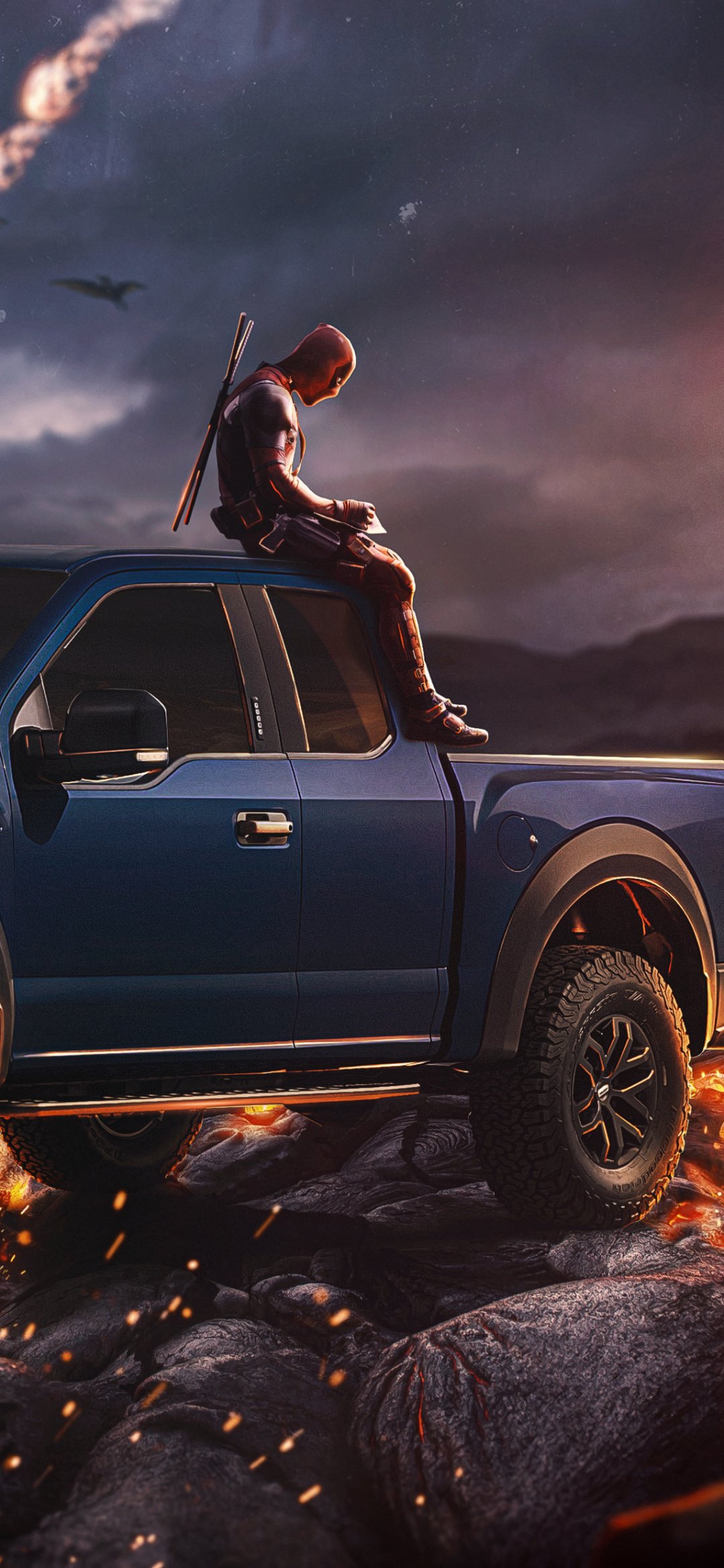 Deadpool Vehicle Ford F 150 Phone Wallpaper