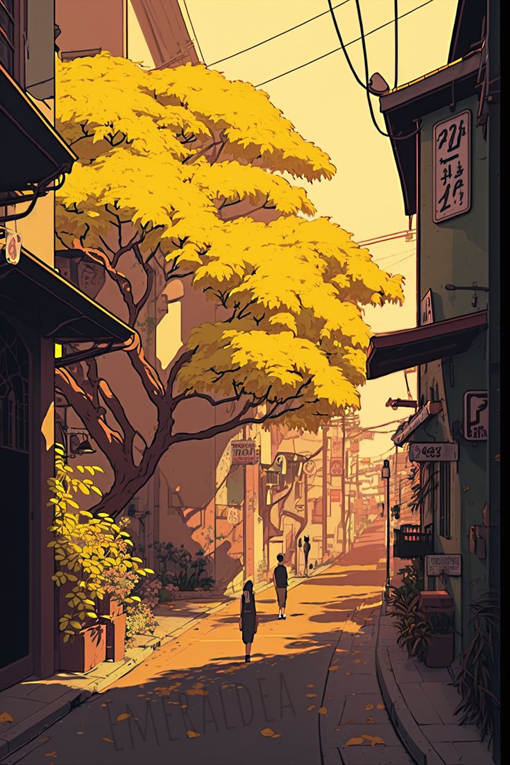 Yellow Street, Japanese Aesthetic Anime