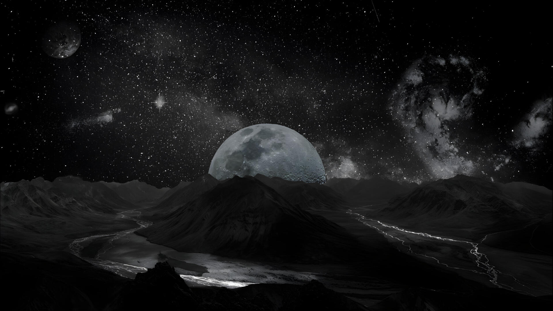 Moonlit Shadows: 4K Ultra HD Dark Nightscape Wallpaper