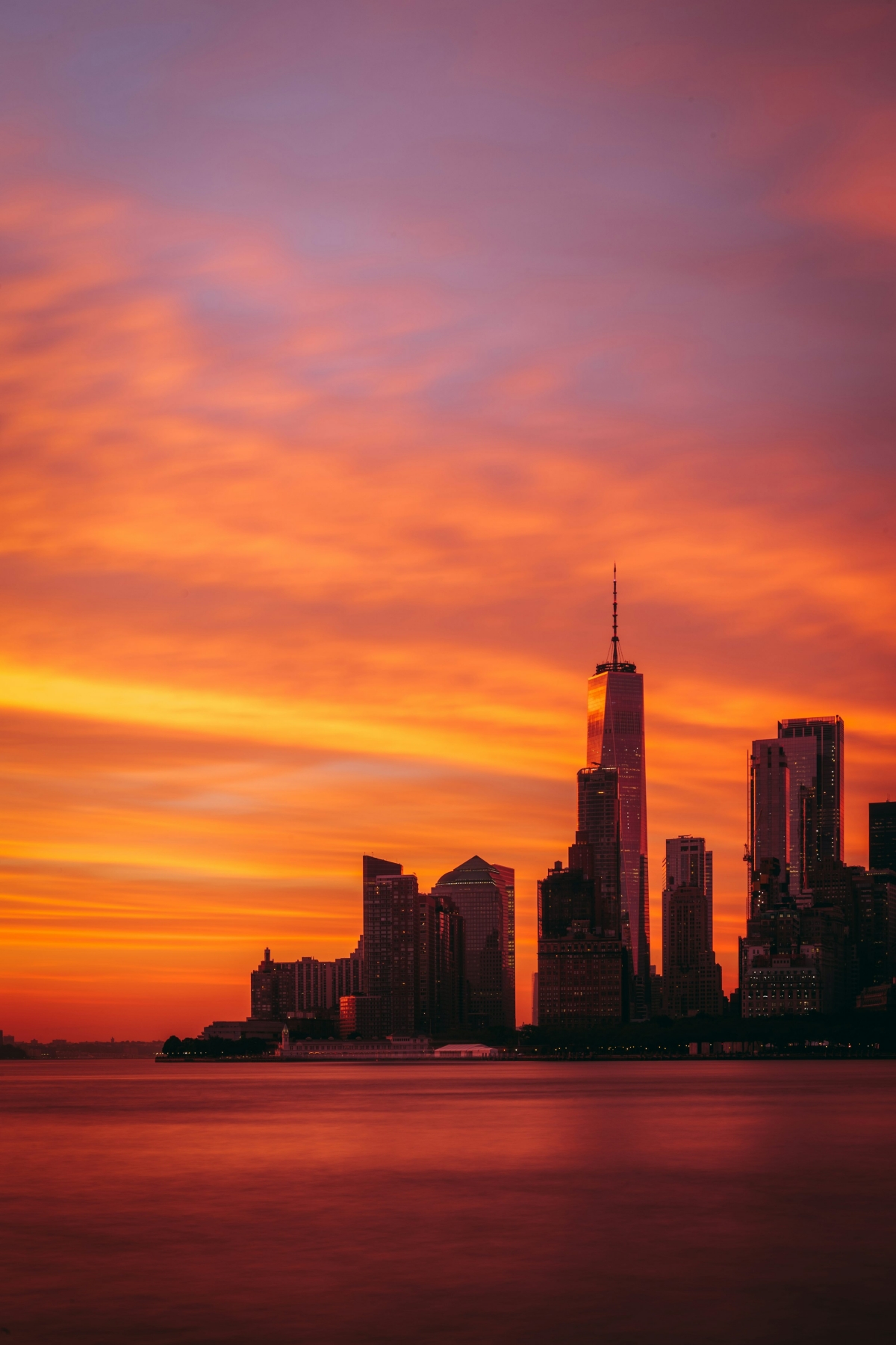 City NYC Skyline USA America At Sunset