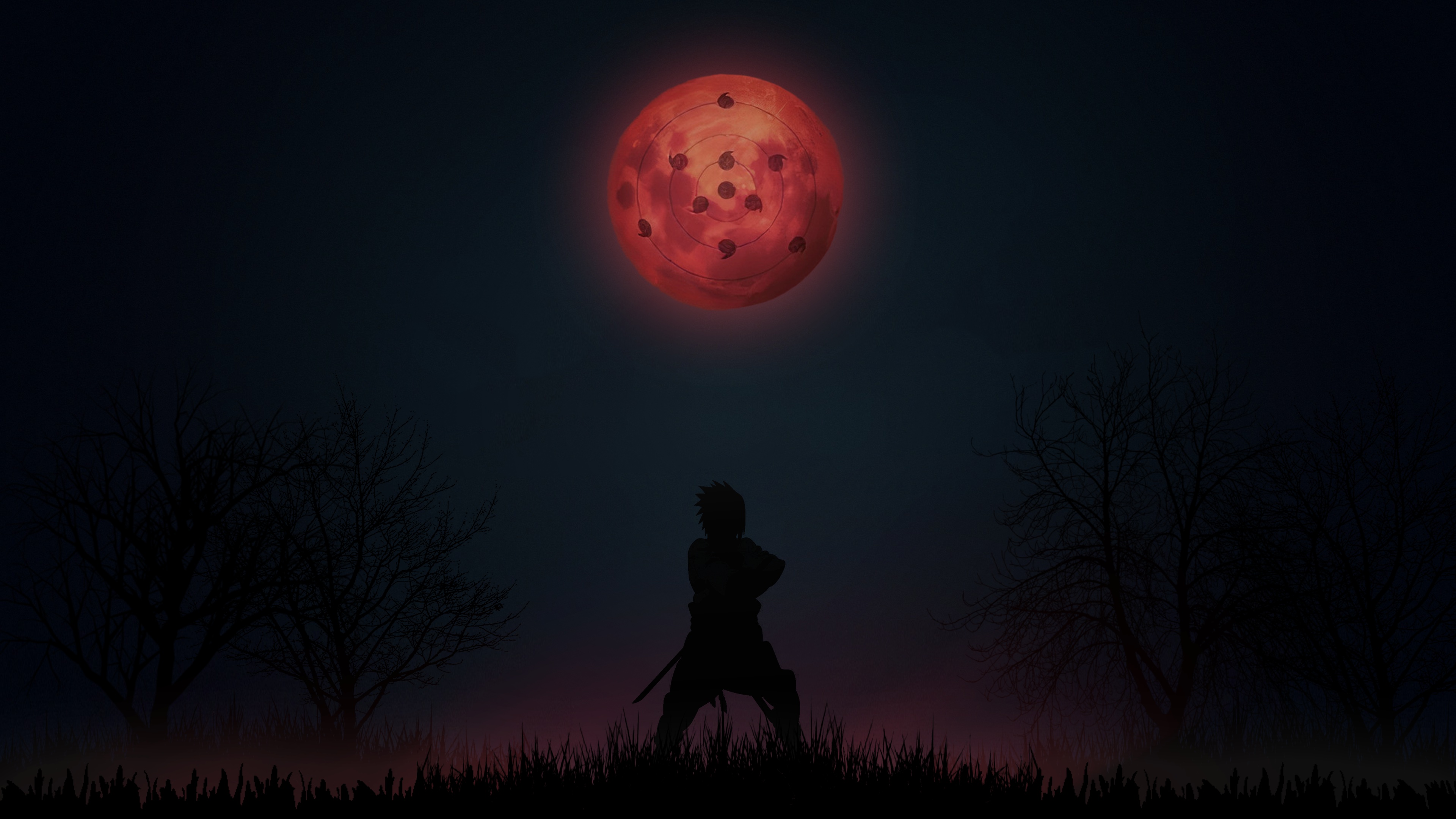 Wallpaper dark, moon, naruto, sasuke