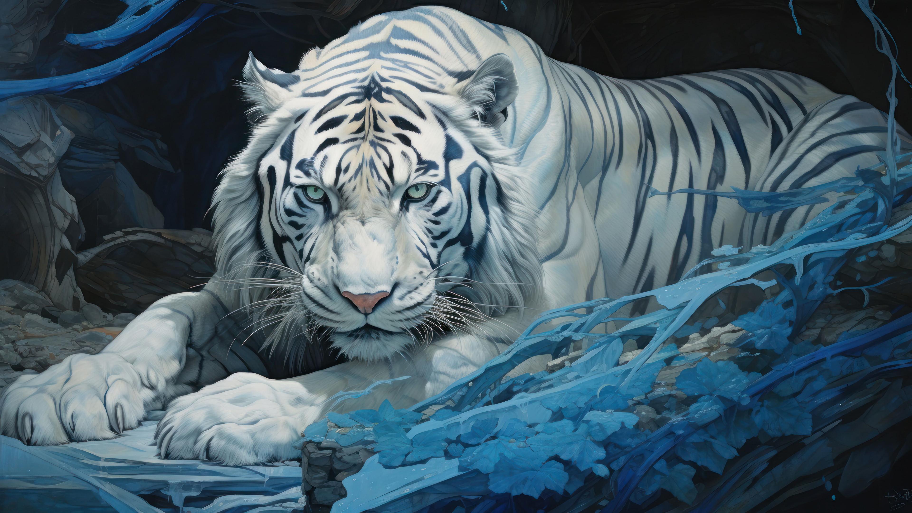 White Tiger Art Wallpaper 4K HD PC l