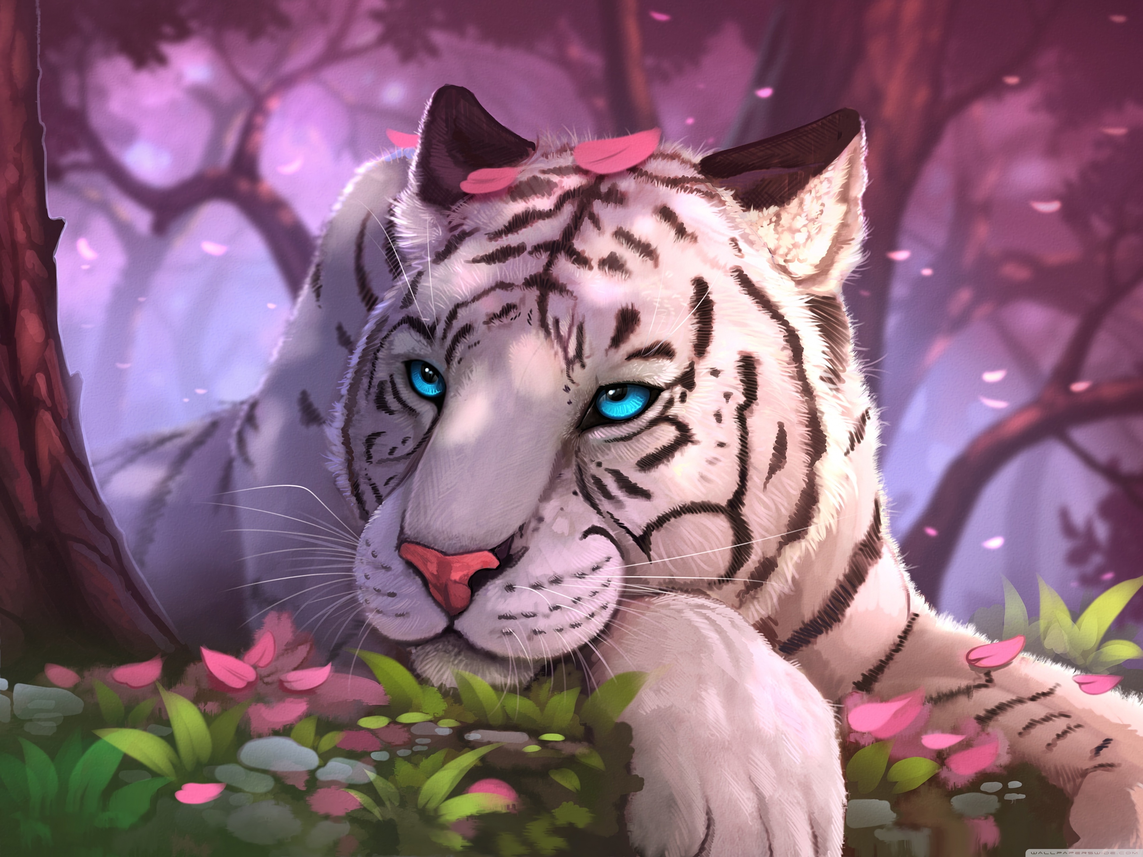 Tiger Art, Blue Eyed Ultra HD Wallpaper