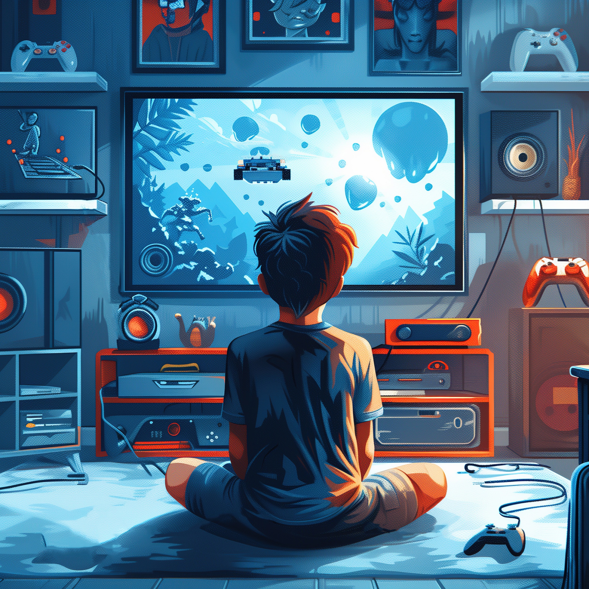 Gamer Wallpaper 4K, Gaming room, AI art, 5K