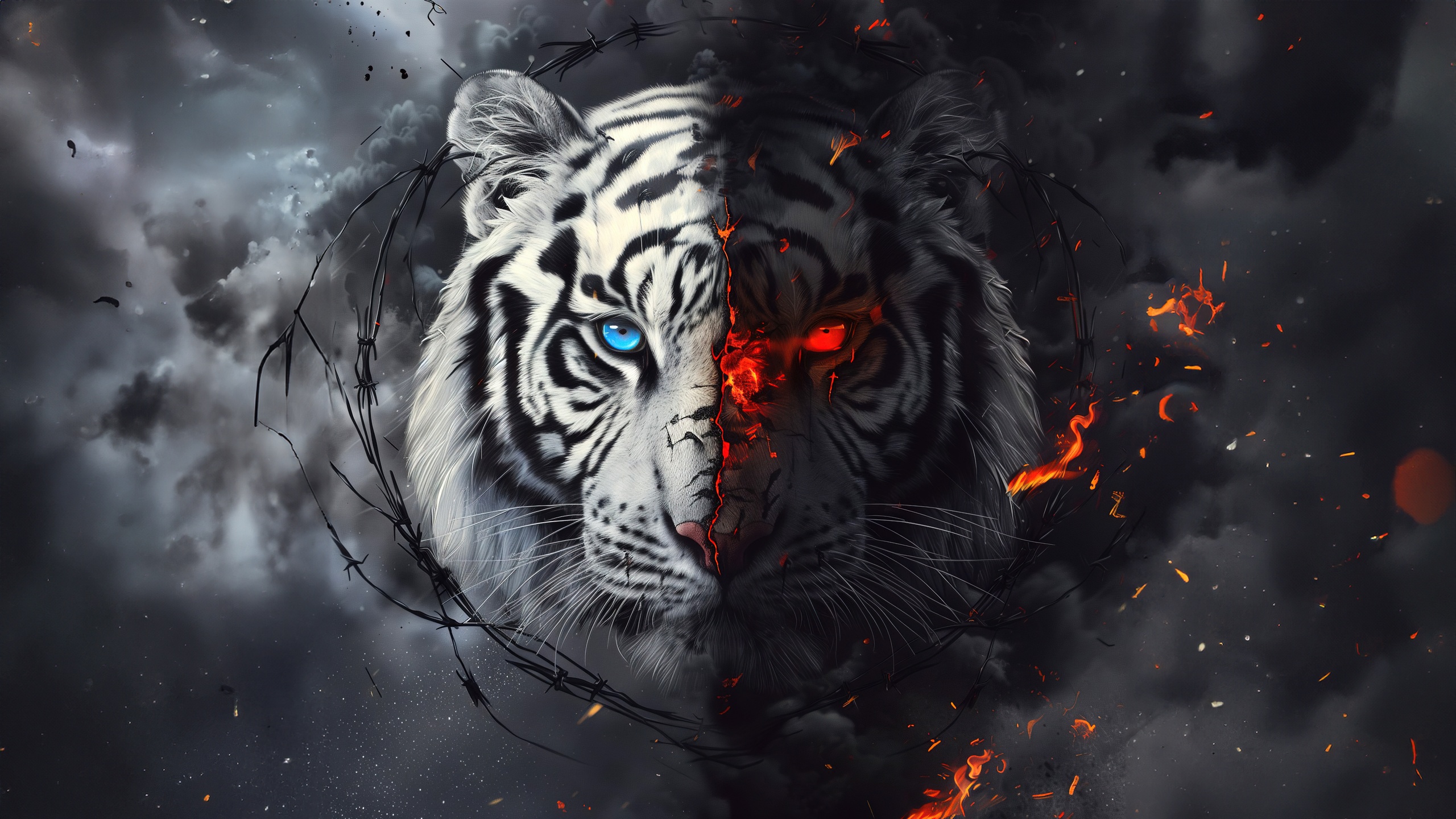 White tiger Wallpaper 4K, Dope, AI art