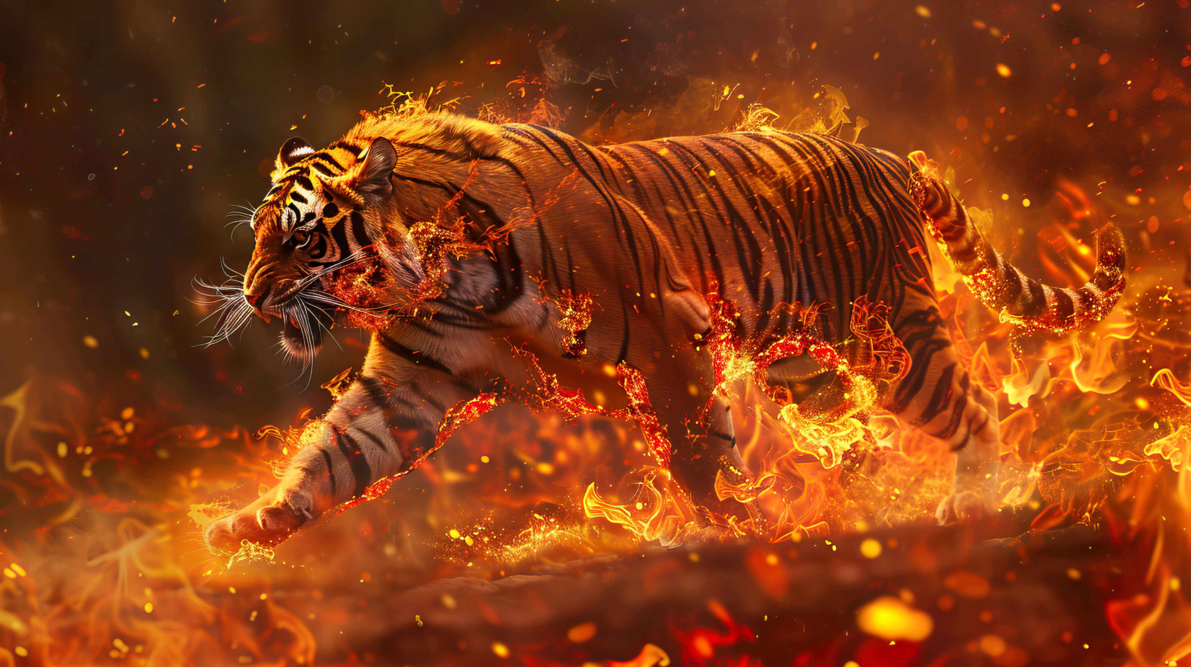 4k Angry Fire Tiger Wallpaper For Free
