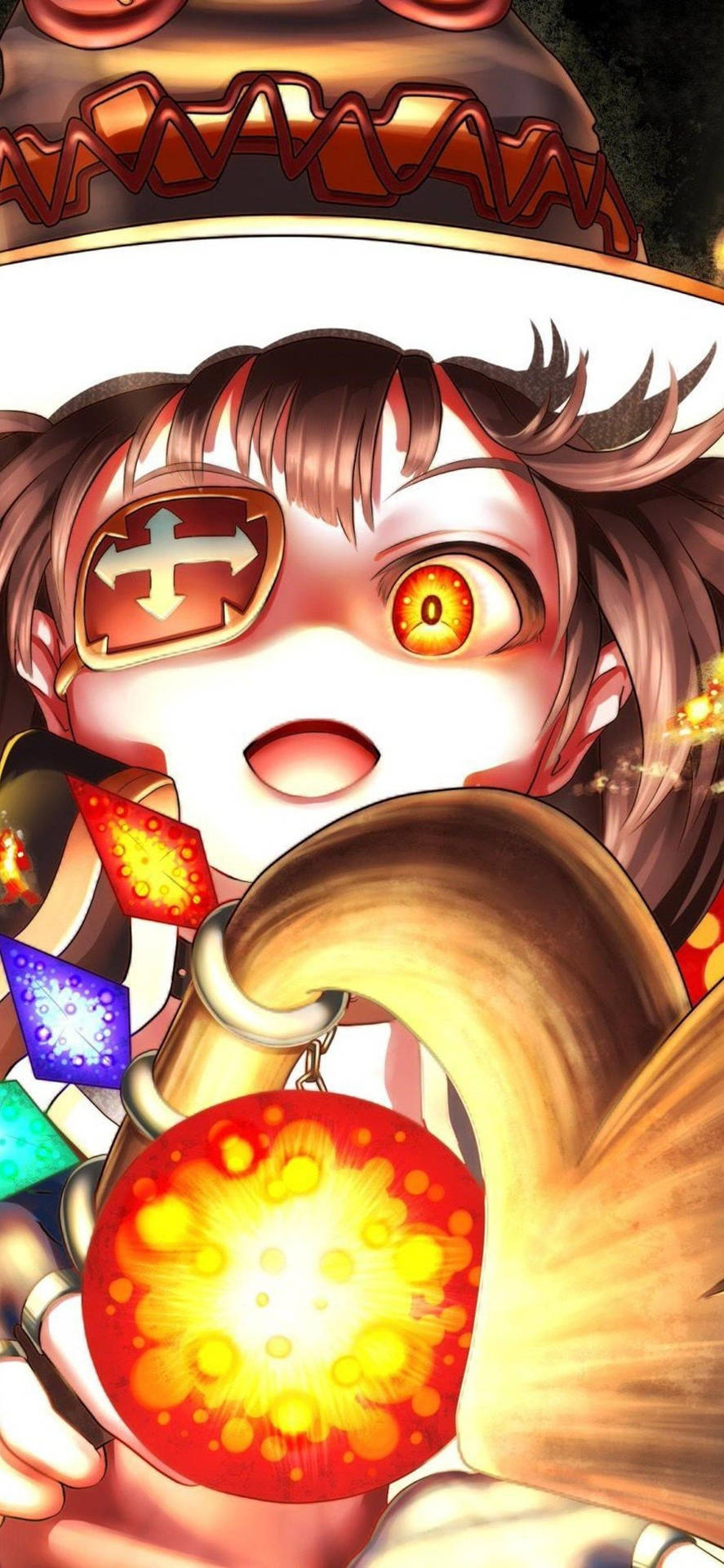 Close Up Megumin And Staff Wallpaper