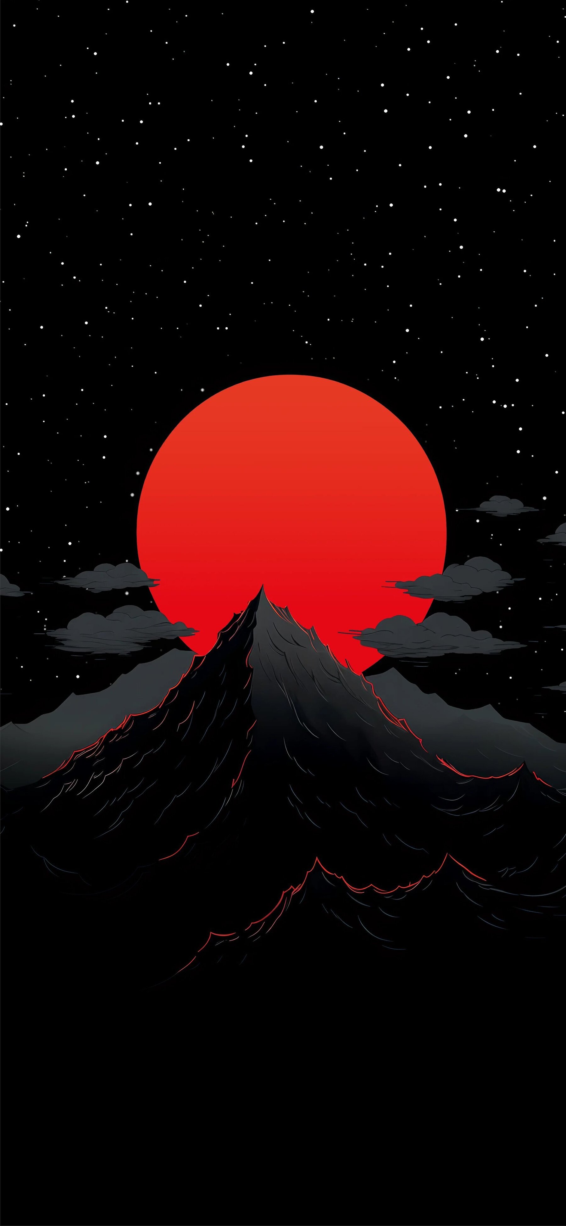 Most Popular Red Moon Minimalist Wallpaper