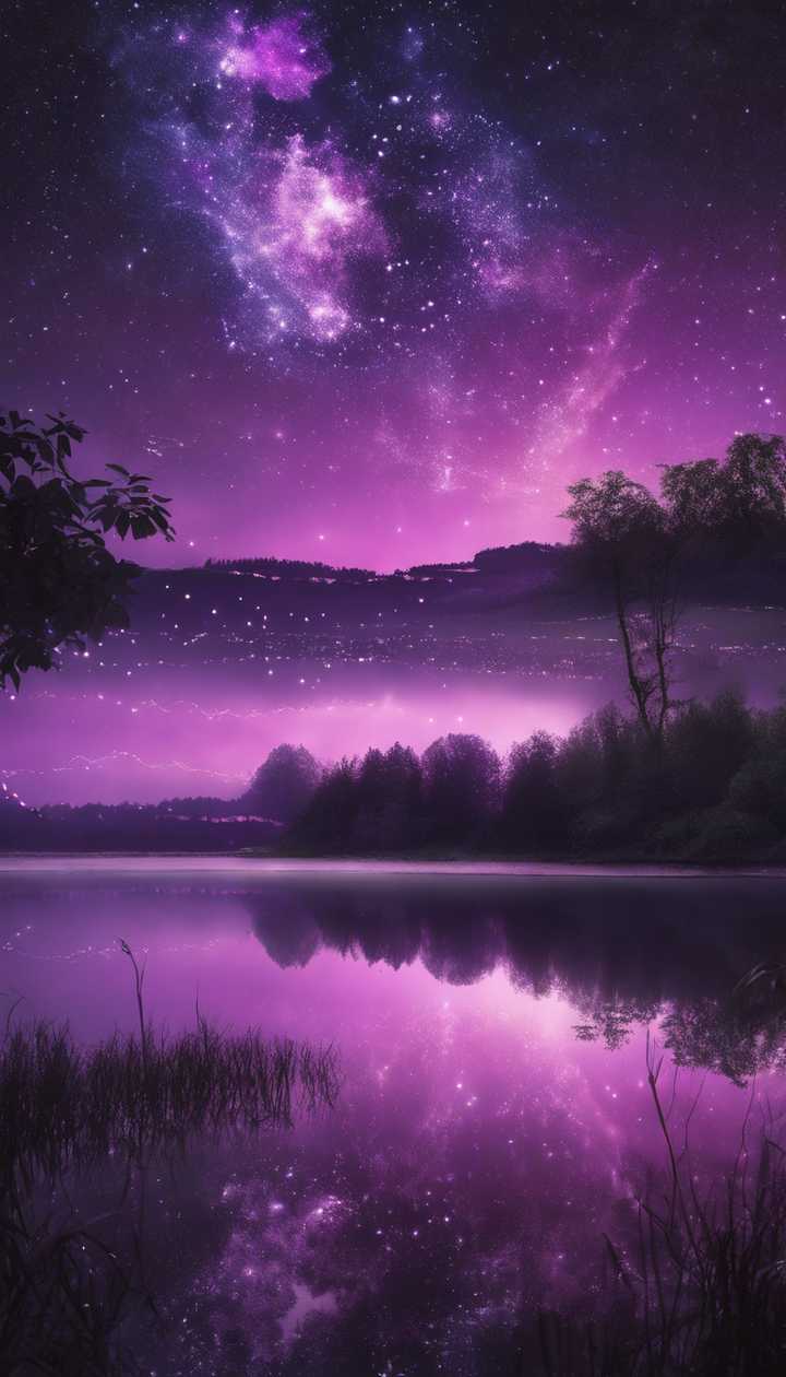 The purple night sky reflecting on a