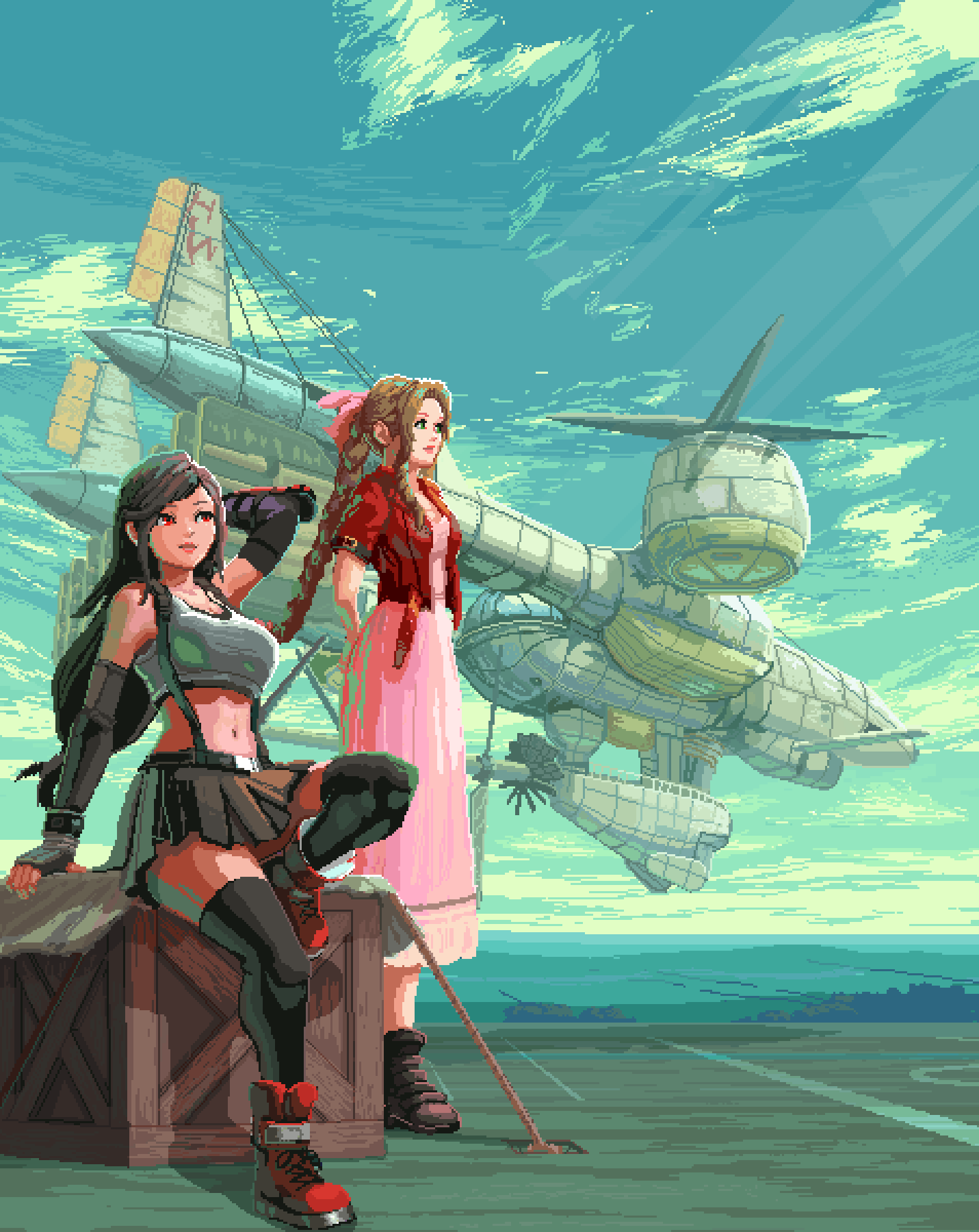 Final Fantasy VII Tifa And Aerith At Highwind Wallpaper For IPhone And Windows's Ko Fi Shop