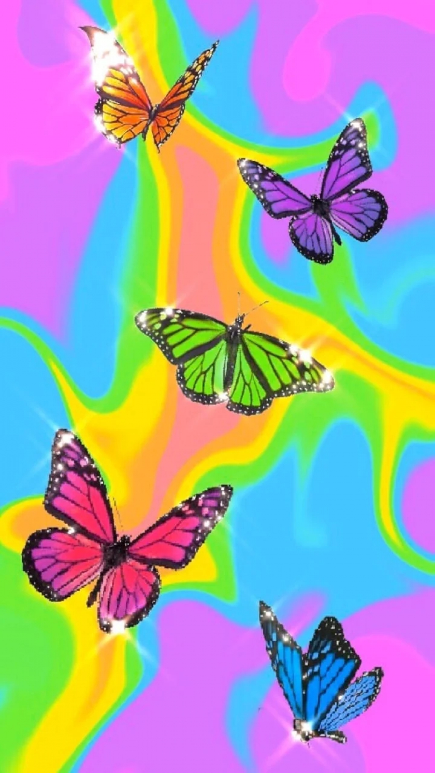 Y2K Rainbow Butterflies Retro 2000s