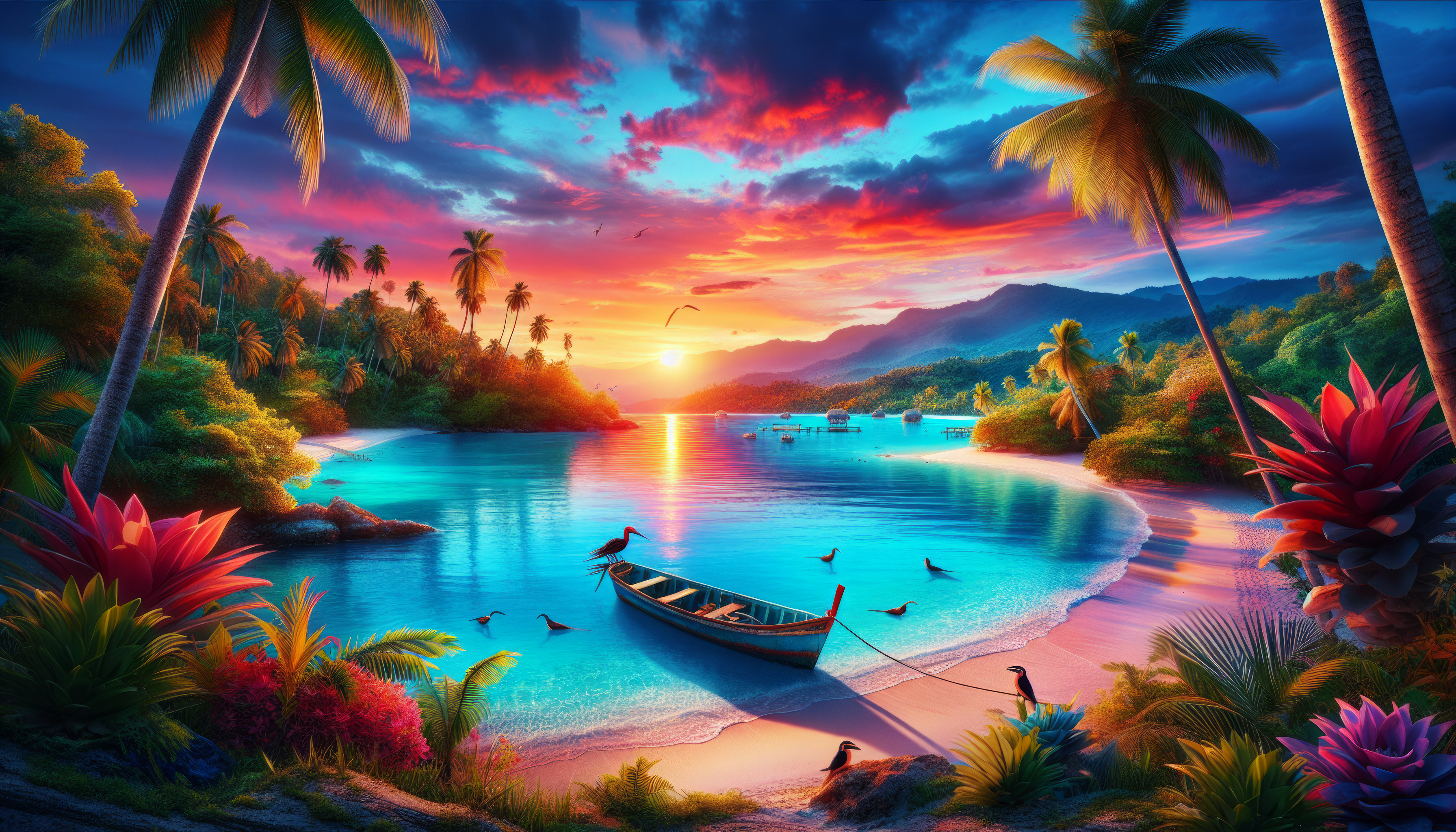 Caribbean Sunset Paradise HD Wallpaper