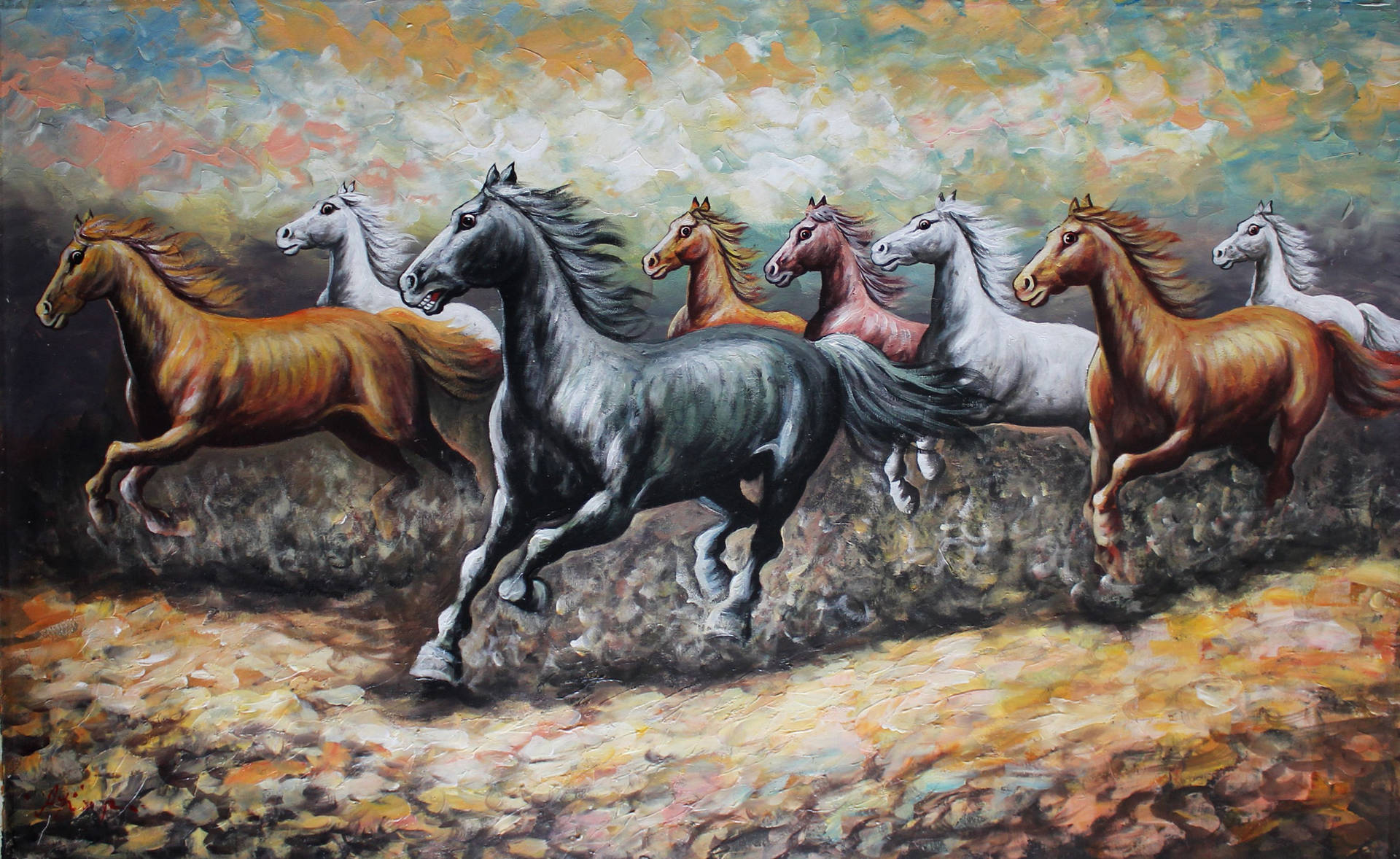 Download Horses Running Painting