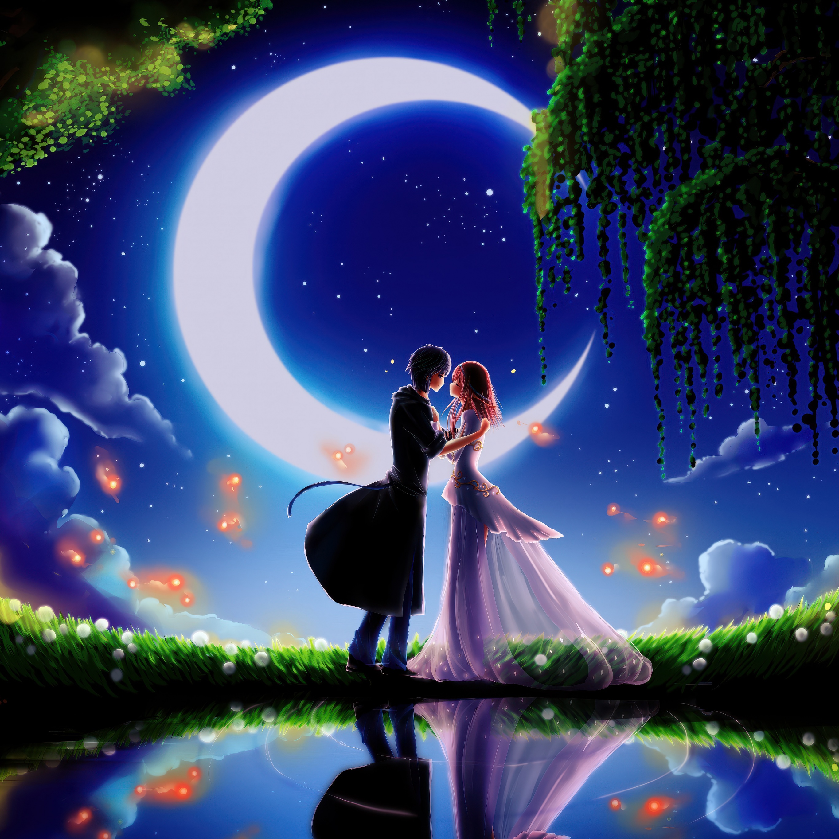 Anime couple Wallpaper 4K, Kiss