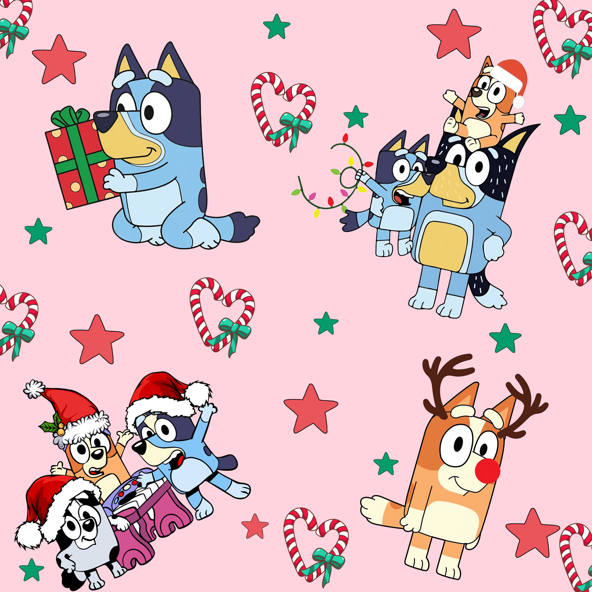 Bluey Dog Pink Christmas Seamless File
