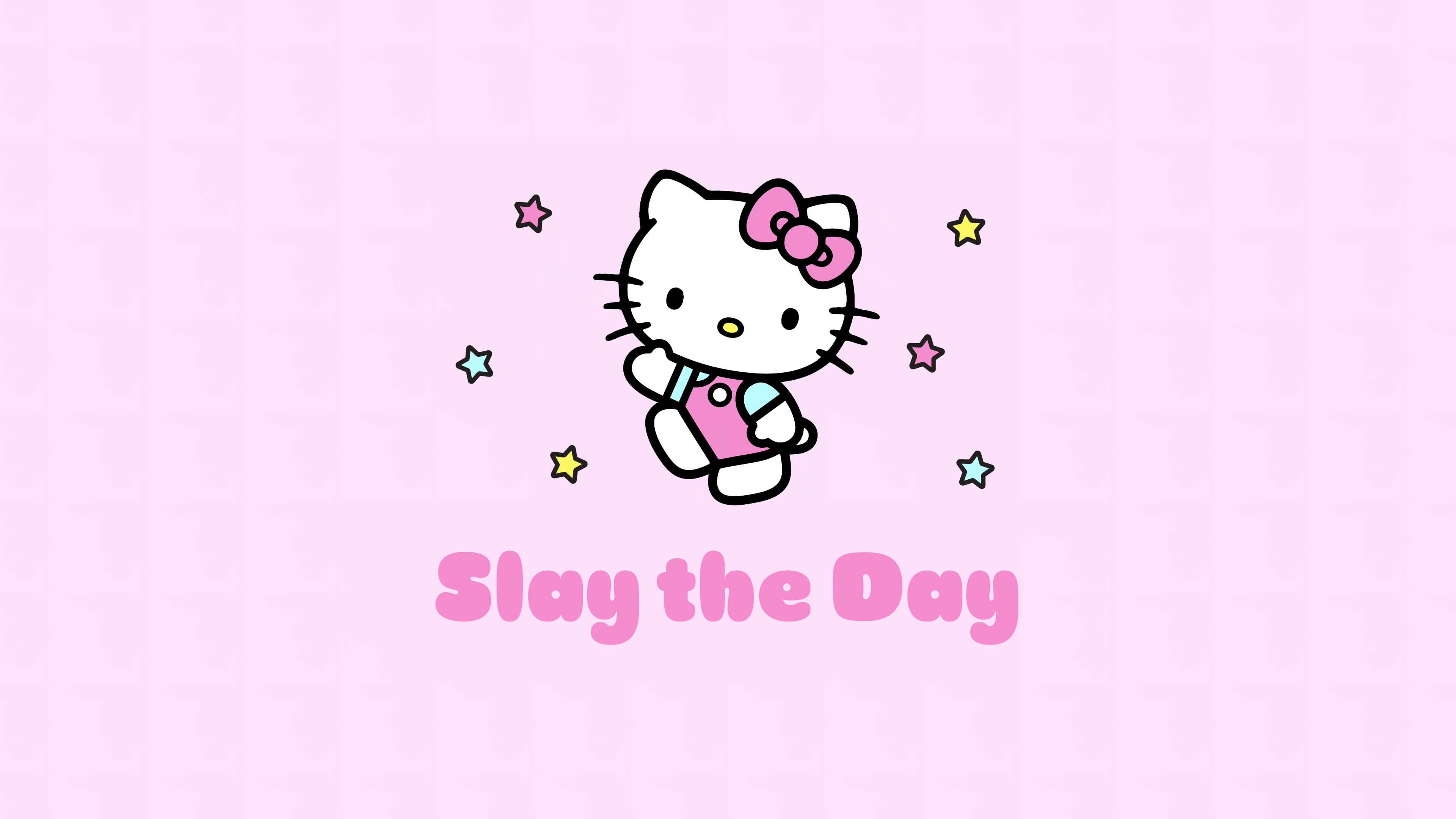 Slay the day Wallpaper 4K, Hello Kitty, Pink aesthetic