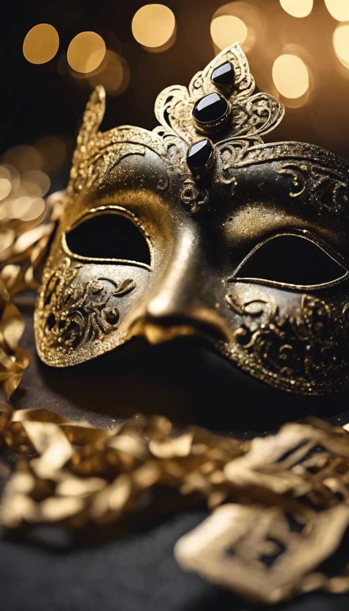 gold glitter covering a Venetian mask