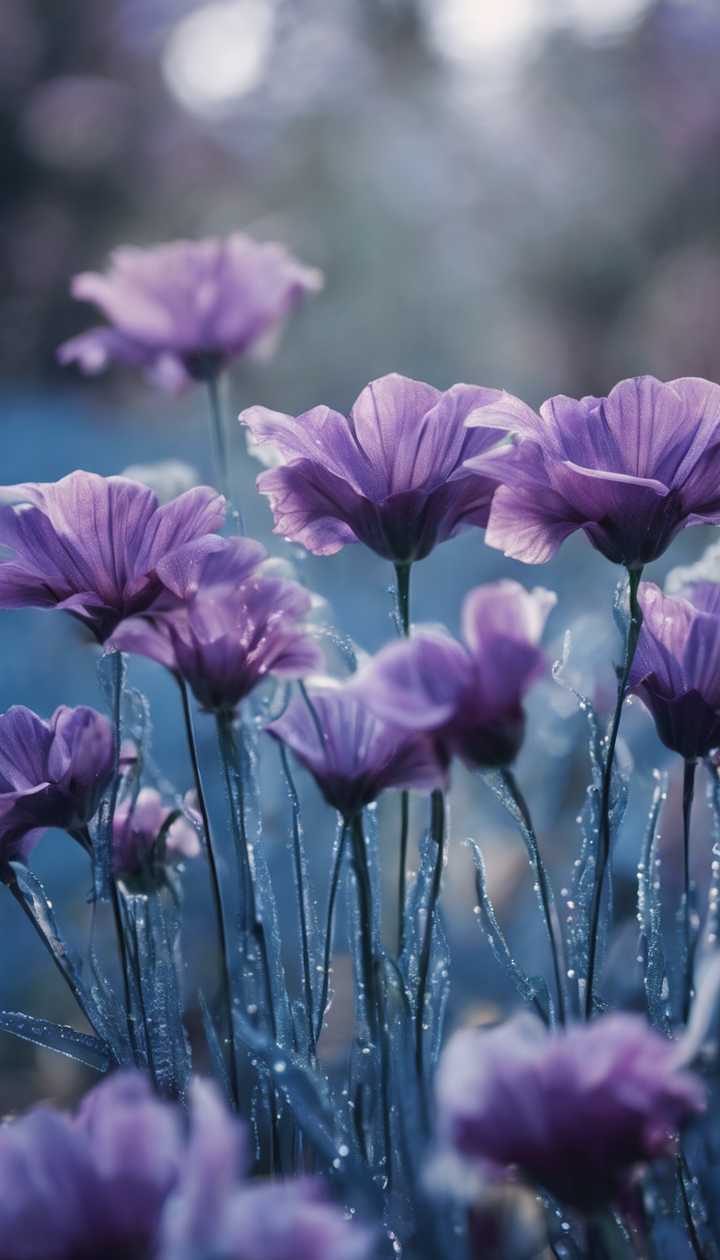 Booming art deco flowers in cool tones
