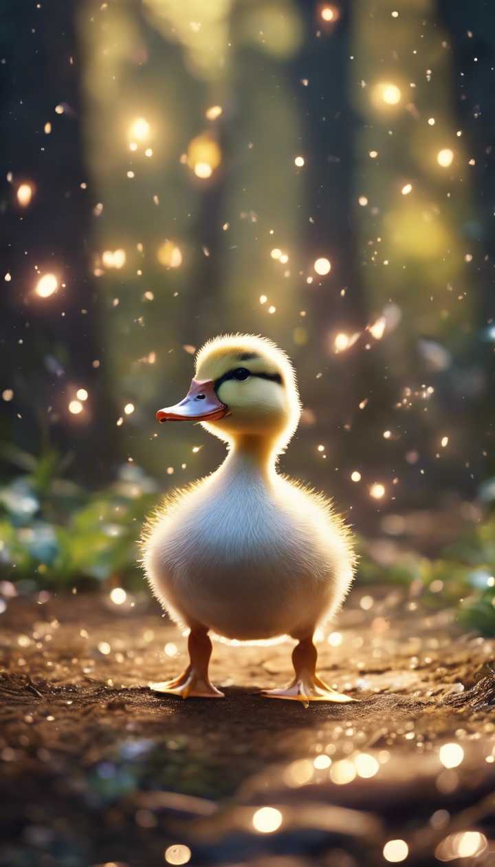 A kawaii duck in a mystical enchanted