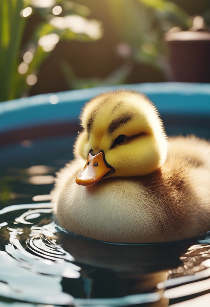 chubby kawaii duck relaxing