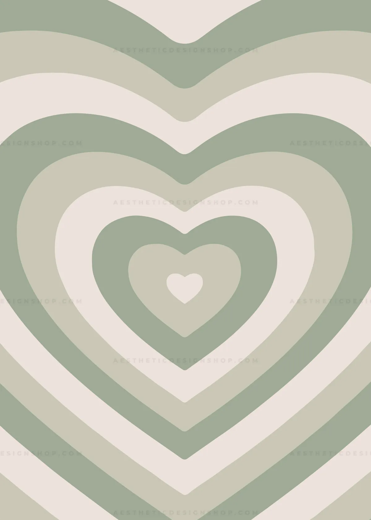 Sage green aesthetic heart background
