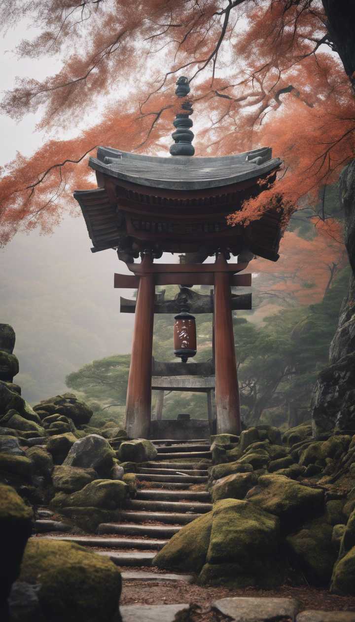 An ancient Shinto shrine perched high