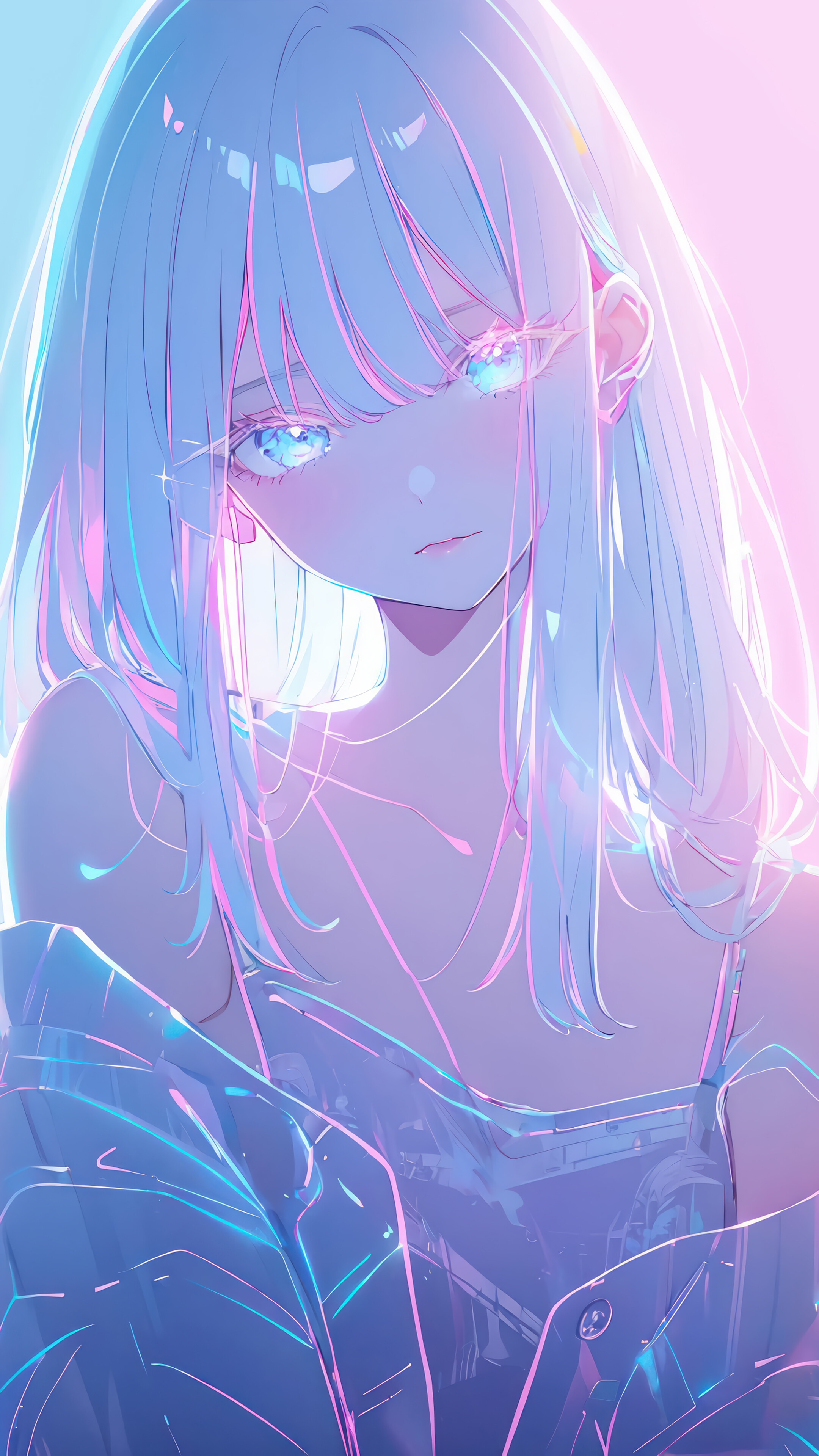 Anime Girl White Hair 4K Wallpaper