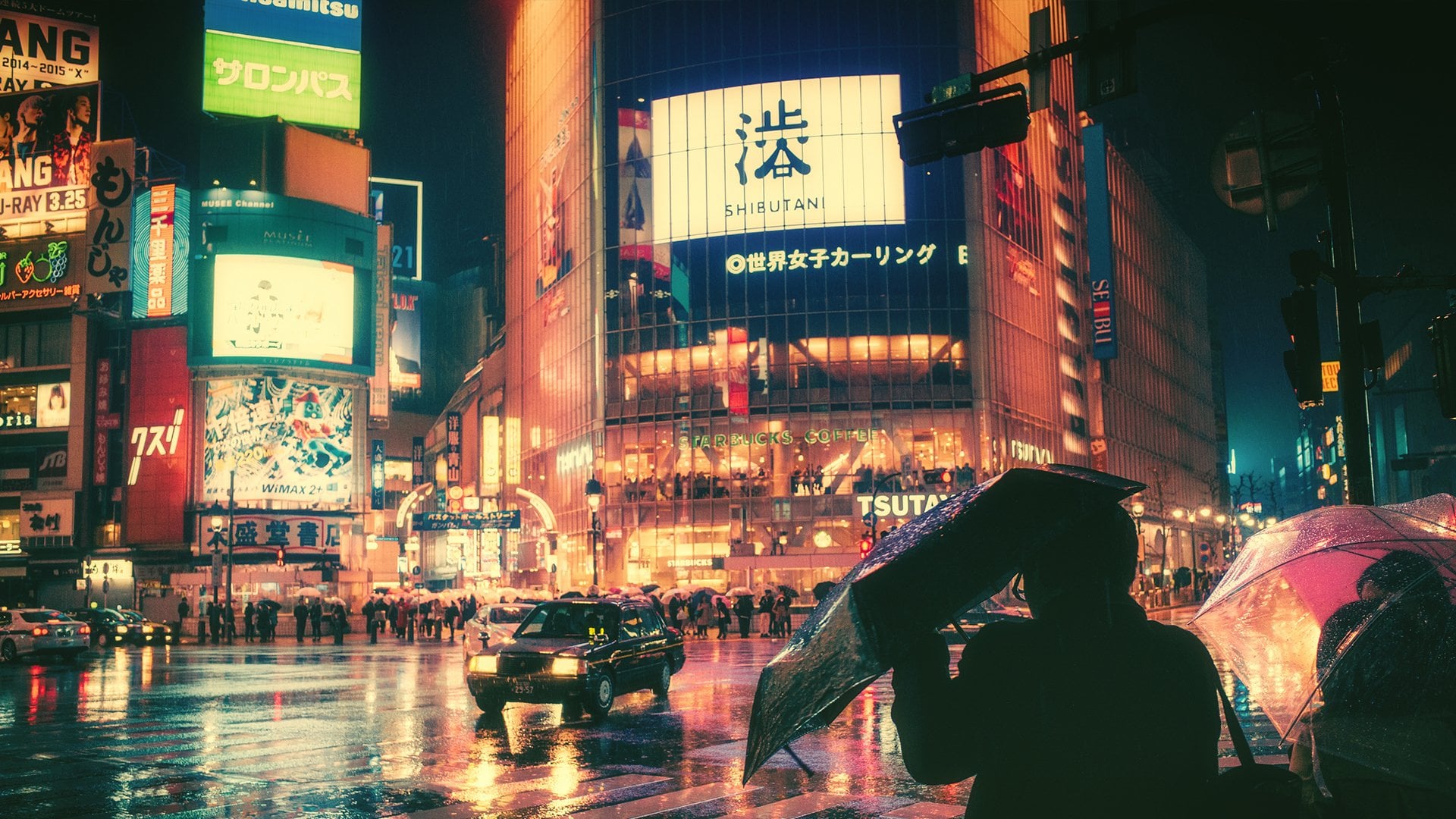 rain, Shibuya, Tokyo. 1920x1080
