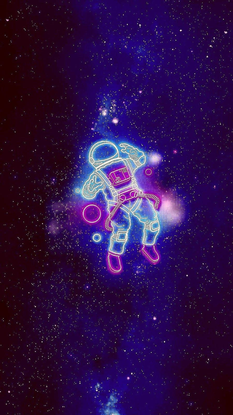 Download Space Aesthetic Neon Astronaut