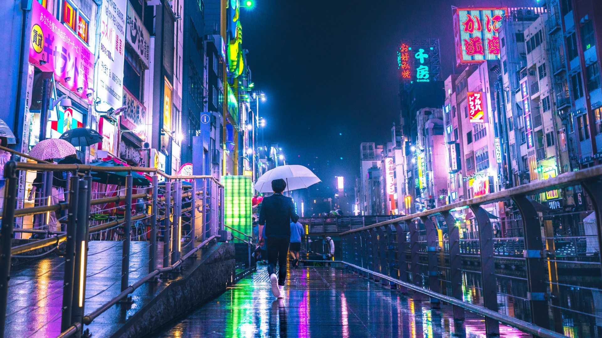 Colorful Rain City Man Made Osaka Image