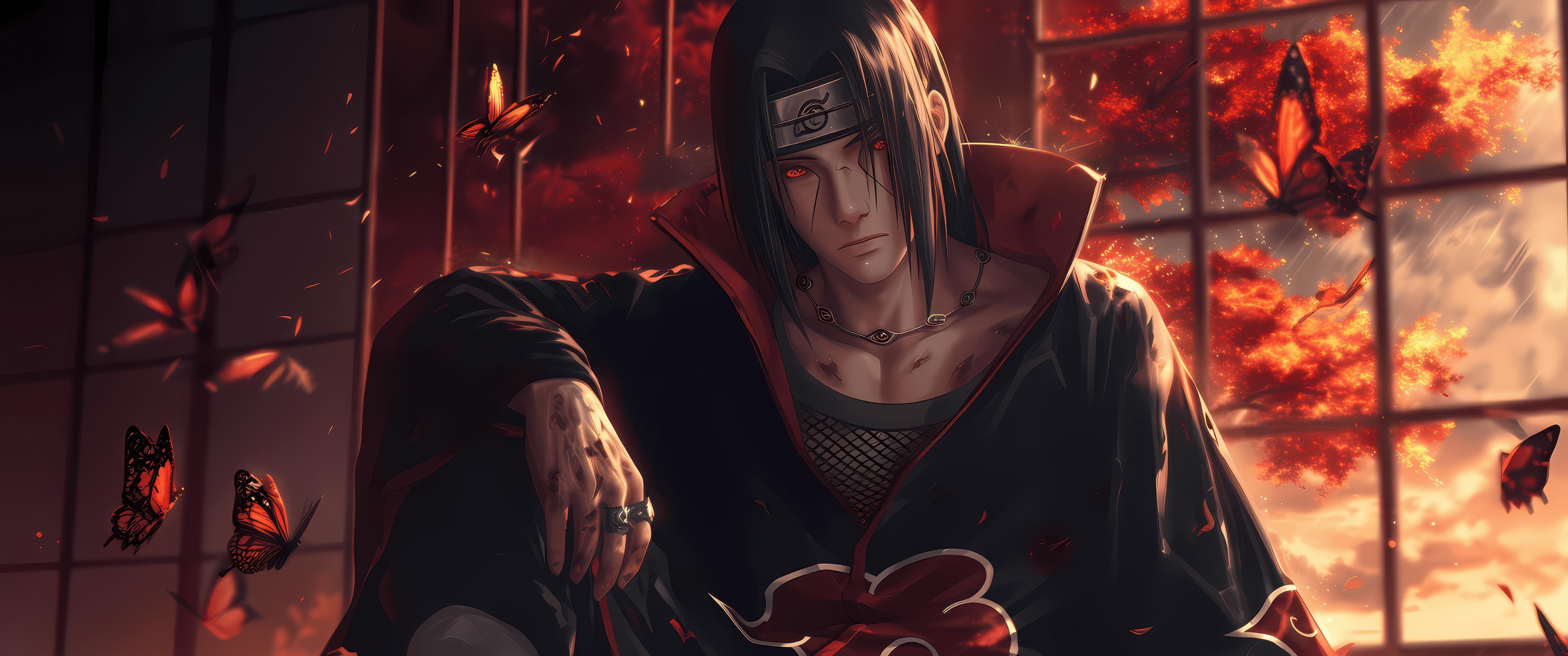 Itachi Uchiha Wallpaper 4K, Red
