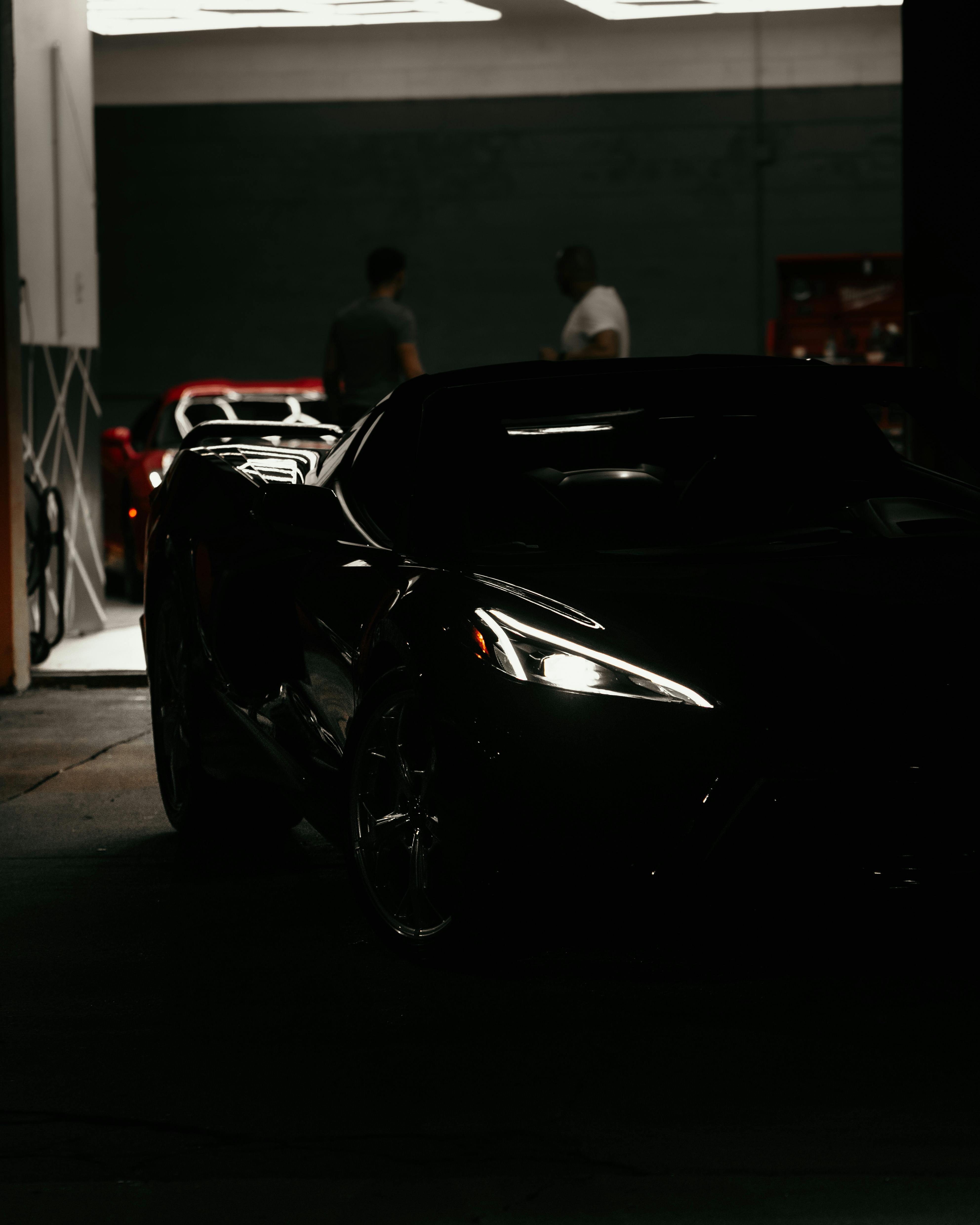 Black Corvette In Close Up Photography