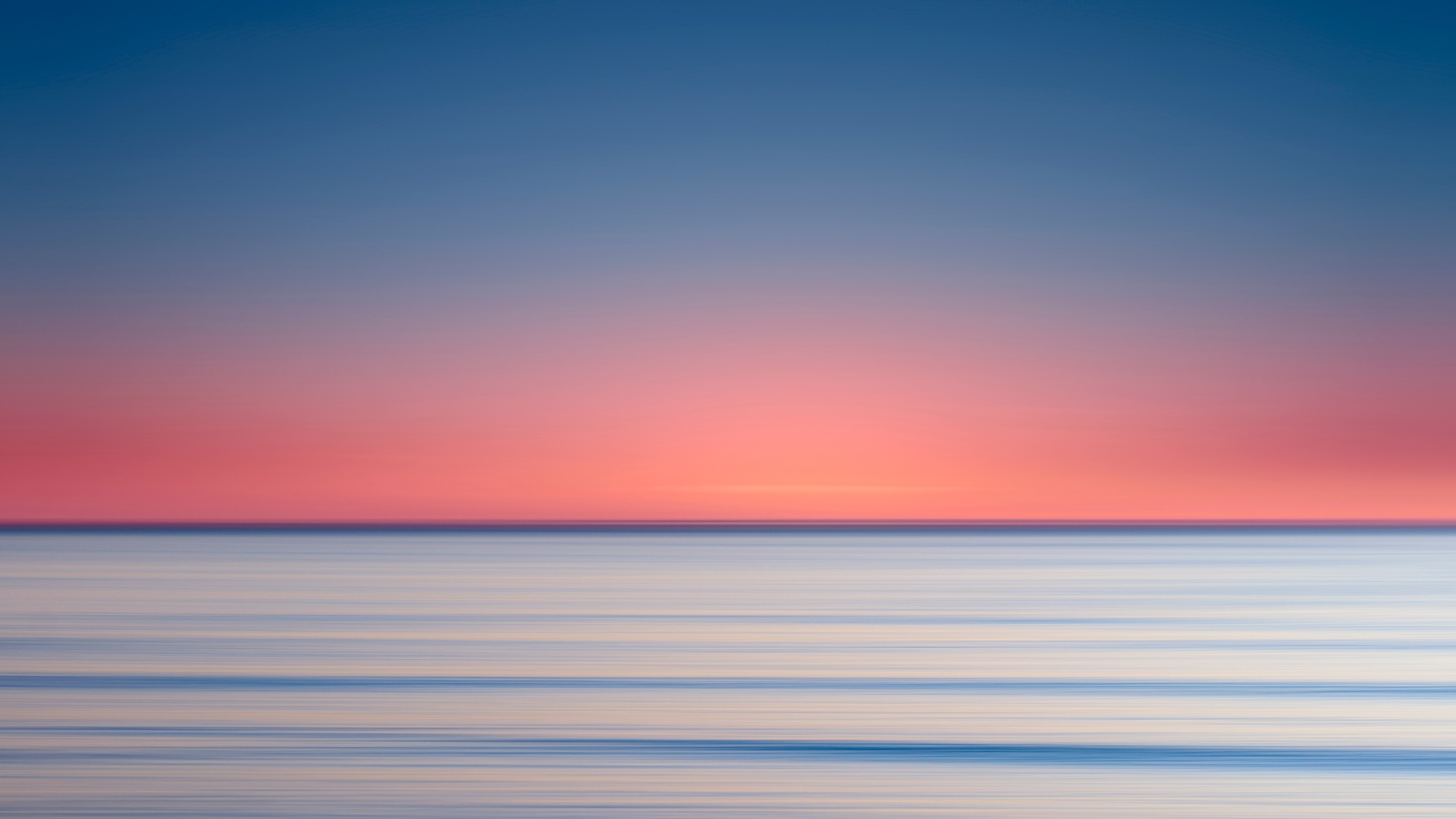 Sunset Wallpaper 4K, Long exposure, Ocean, Horizon, 5K