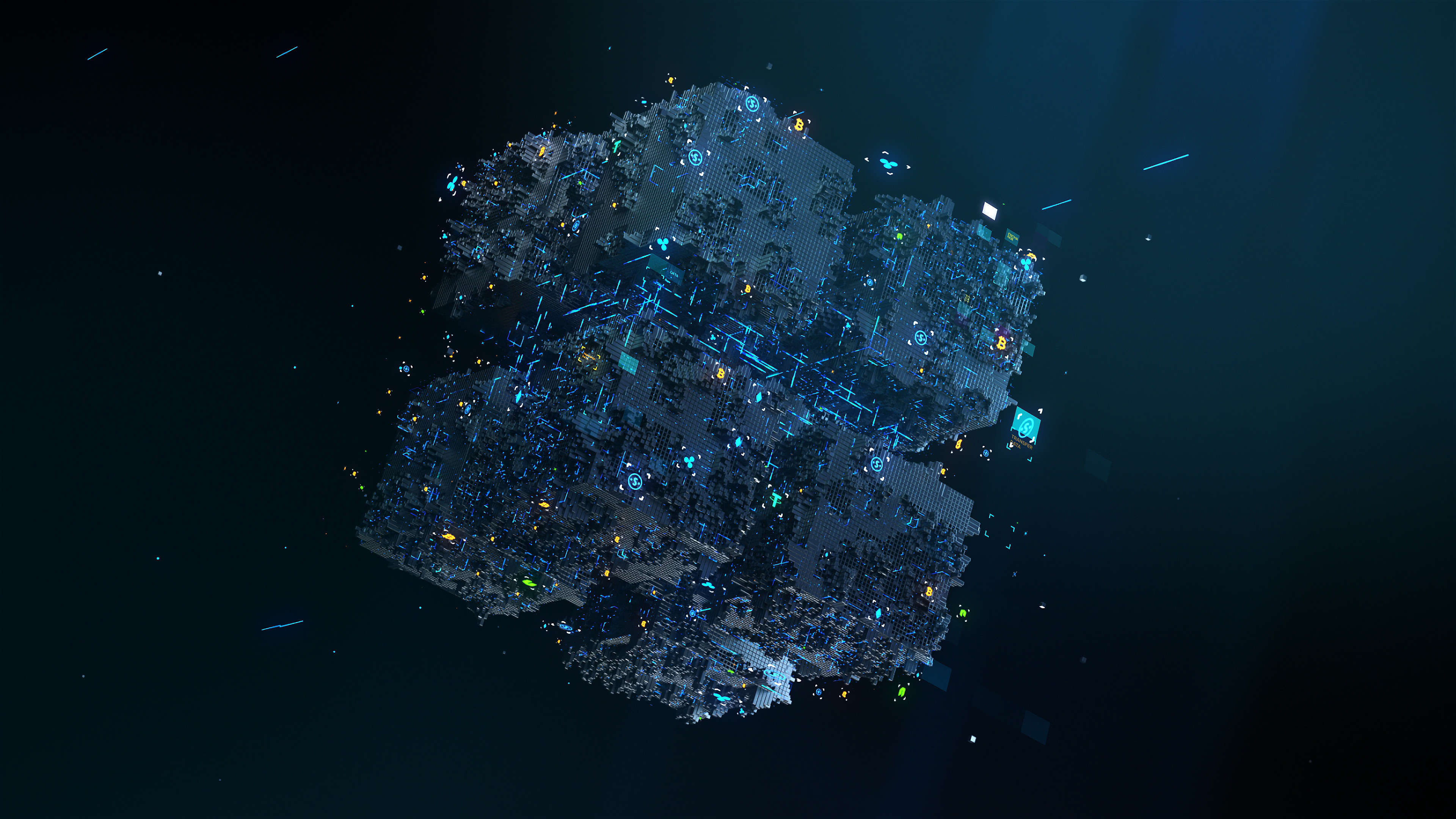 Bitcoin Cryptocurrency Cube 4K