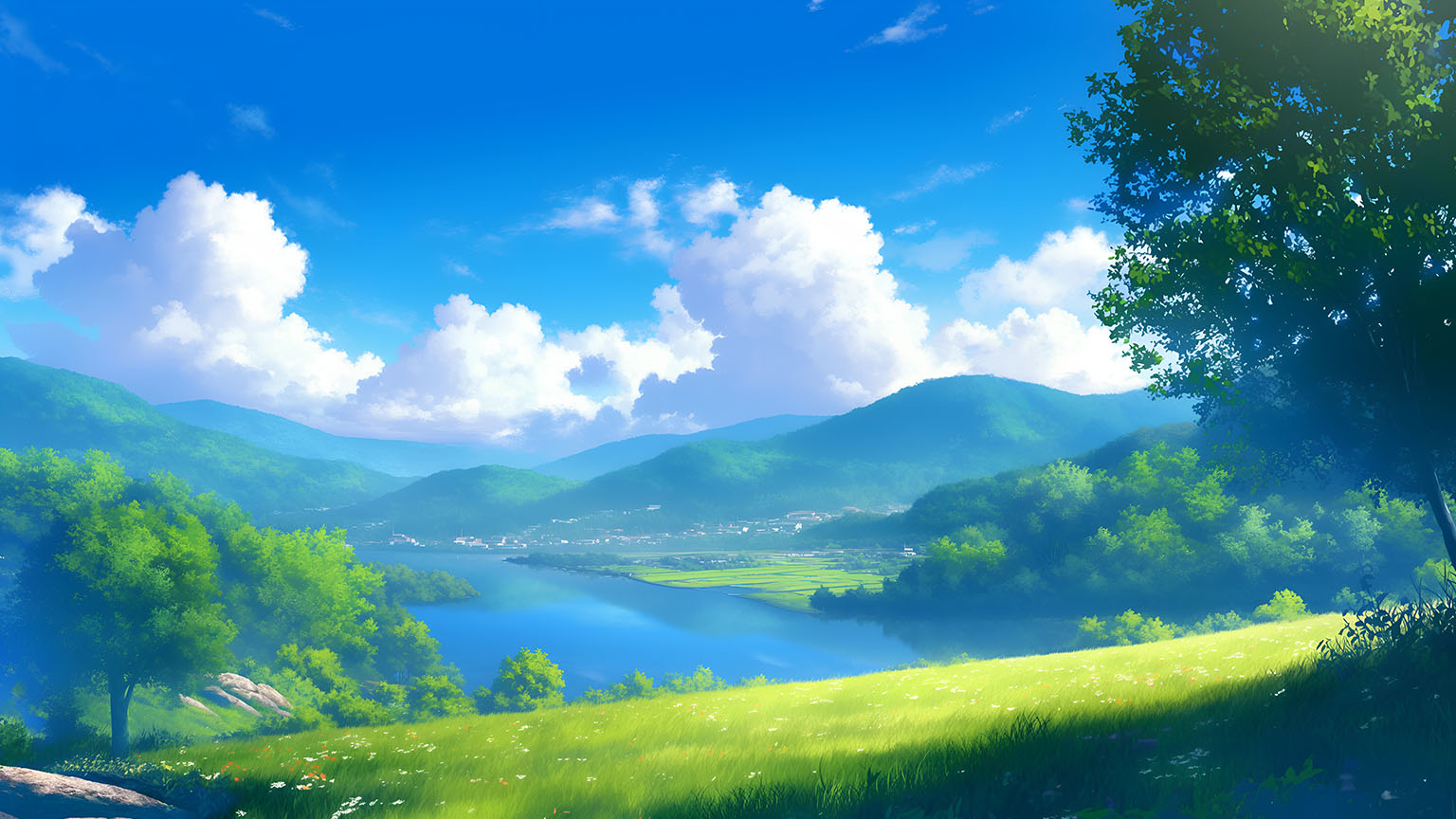Aesthetic Lakeside View Desktop Wallpaper in HD & 4K