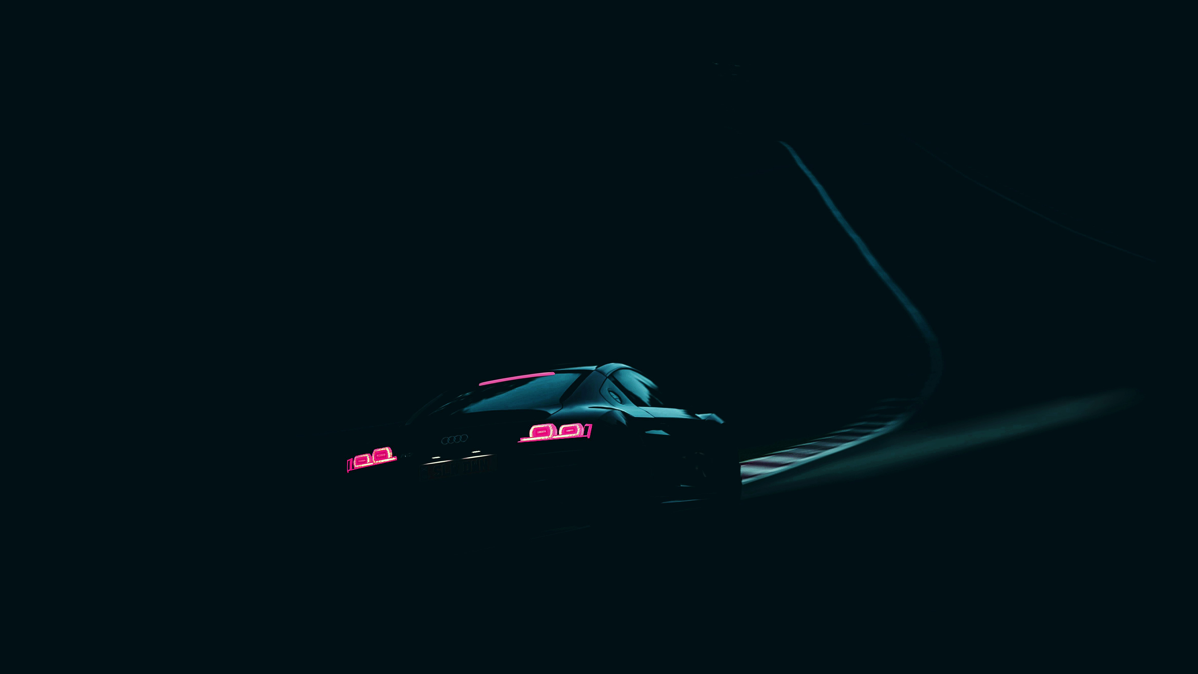 Audi Car Drive Bw Dark Road Street