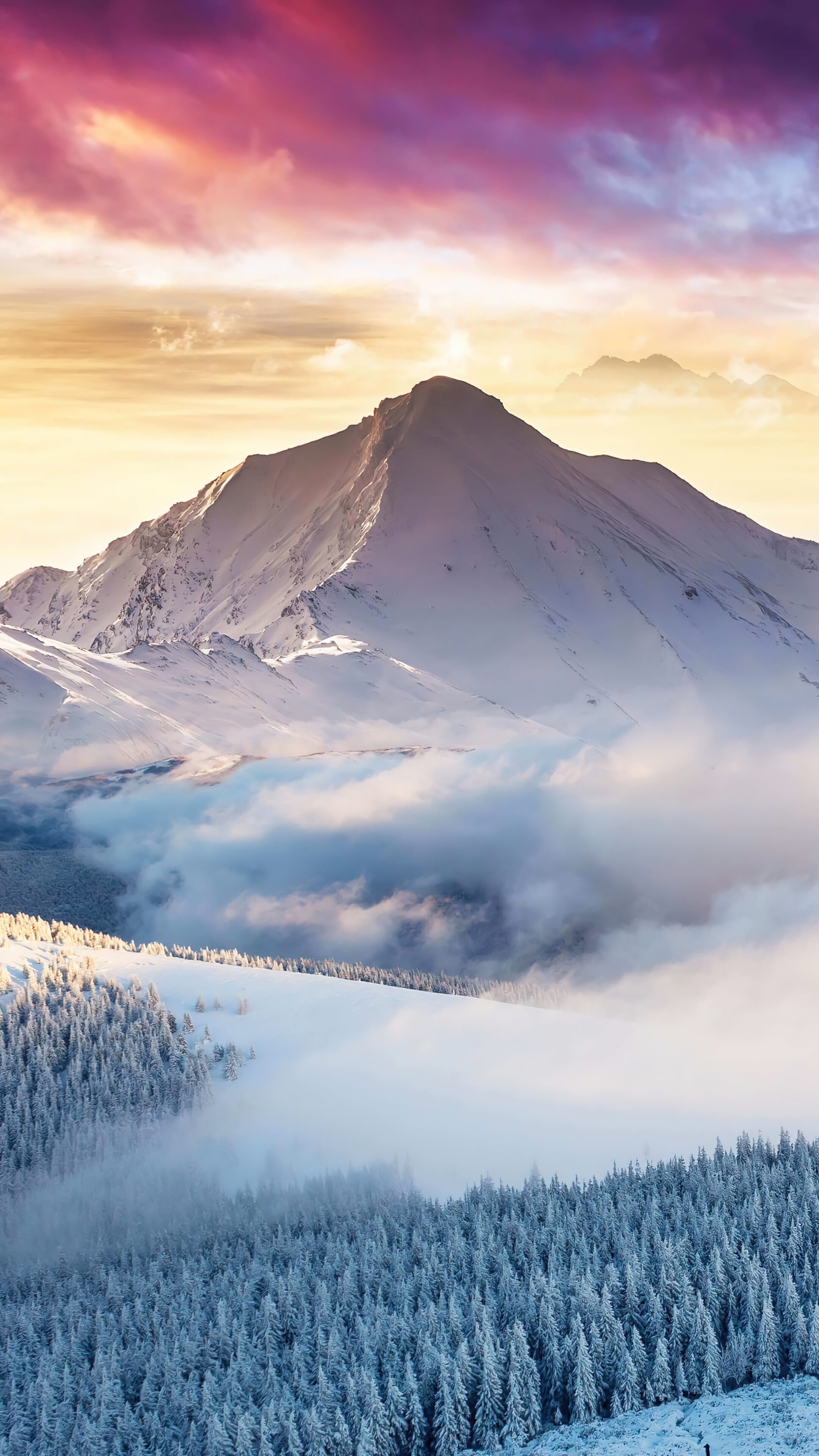 Snowy Mountain Sunrise Scenery