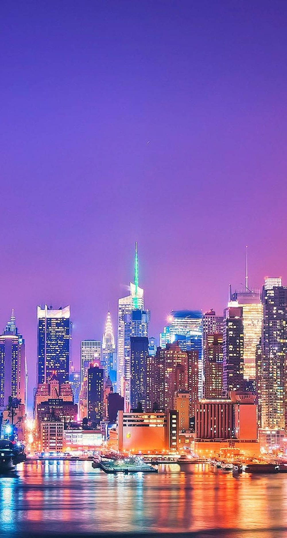 Colorful Lights In New York Skyline